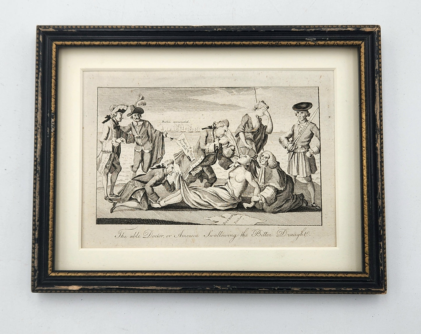 The able Doctor, or America Swallowing the Bitter Draught. Etching