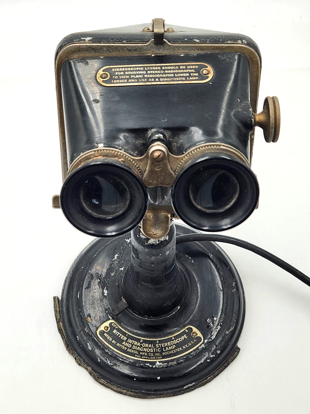 Vintage 1930s Ritter Intra-Oral Dental Stereoscope And Diagnostic Lamp