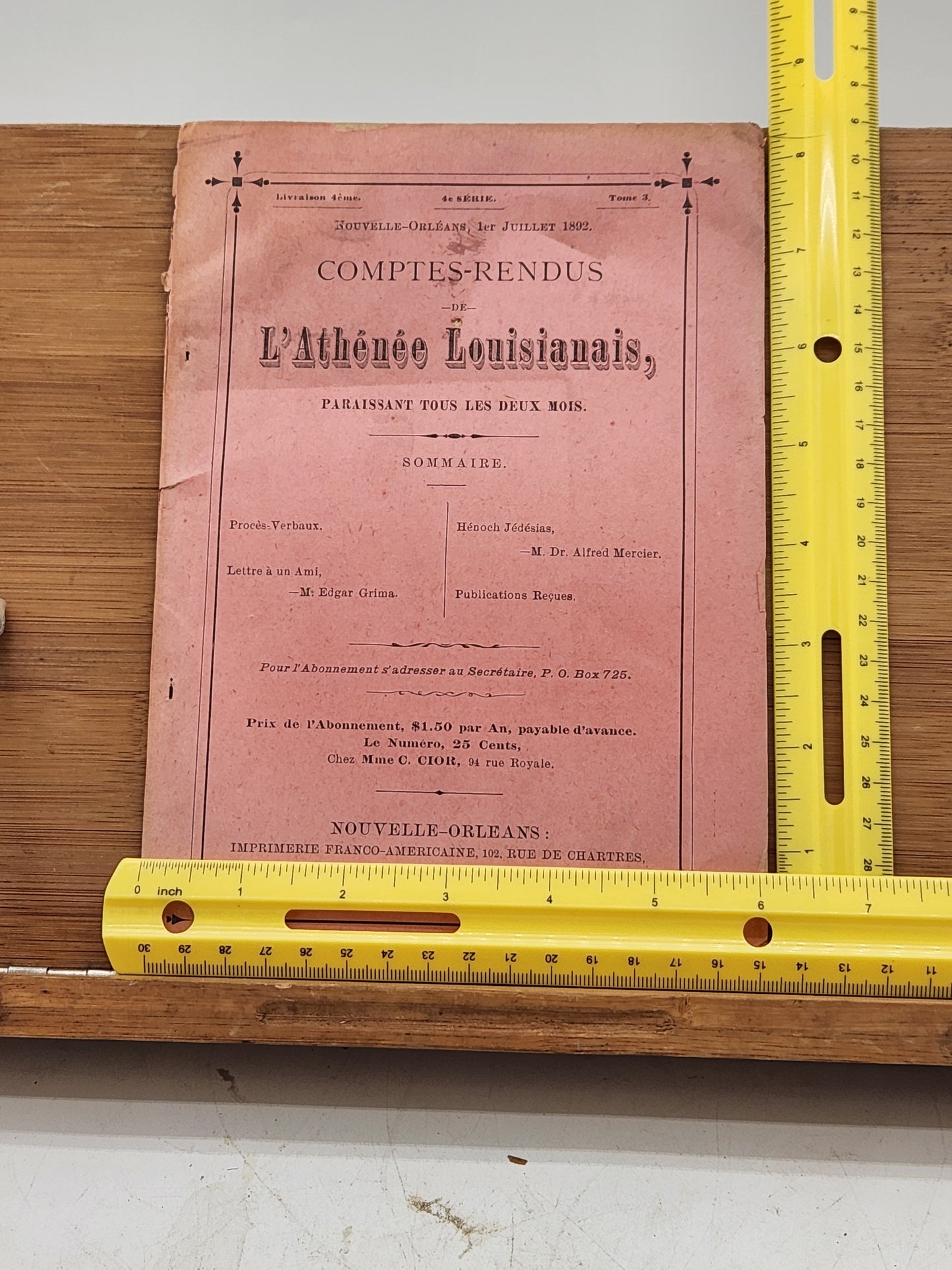 July 1892 issue of 'Comptes-Rendus de l'Athénée Louisianais'