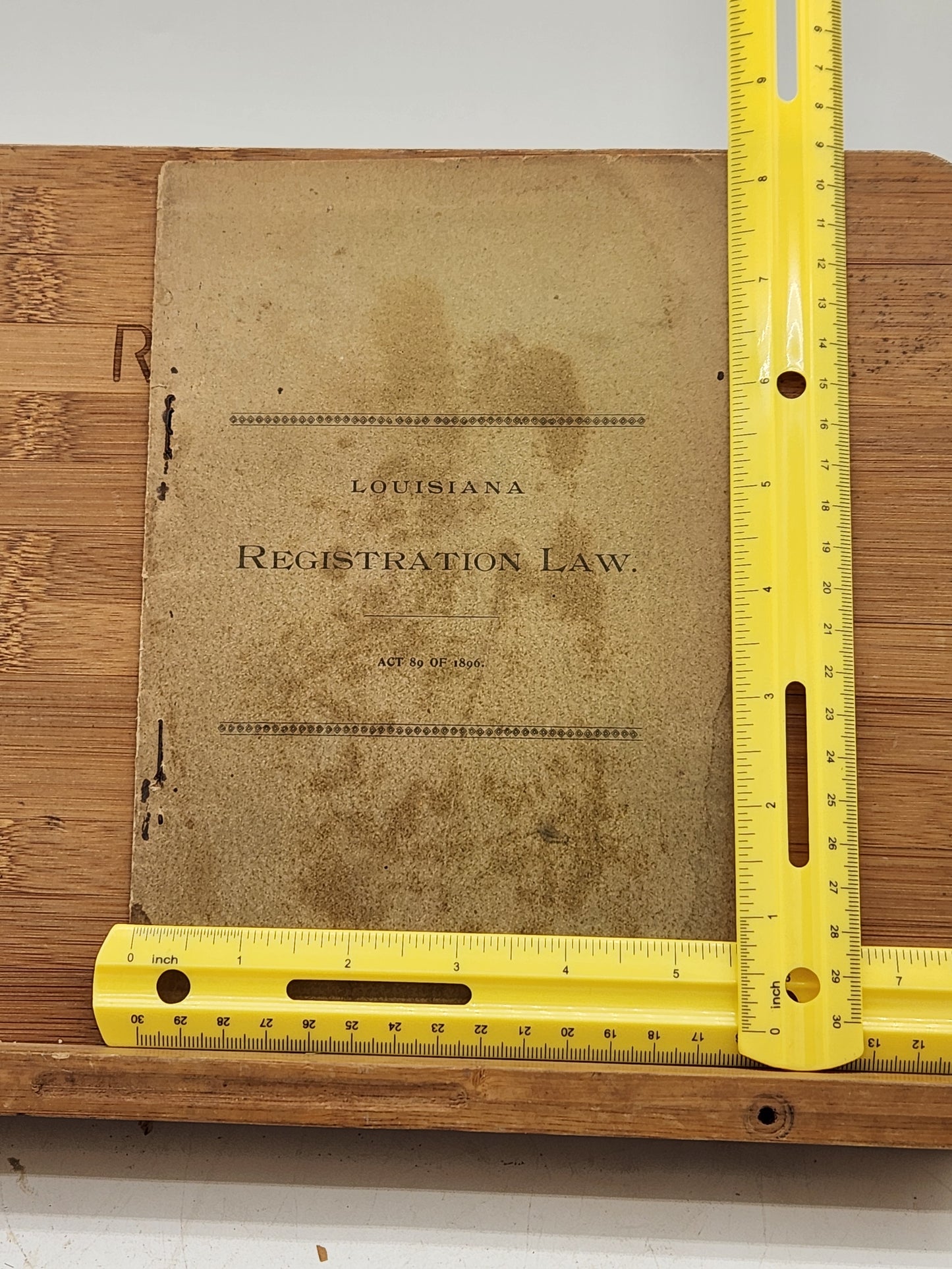 Original copy of the Louisiana Registration Law, Act 89 of 1896