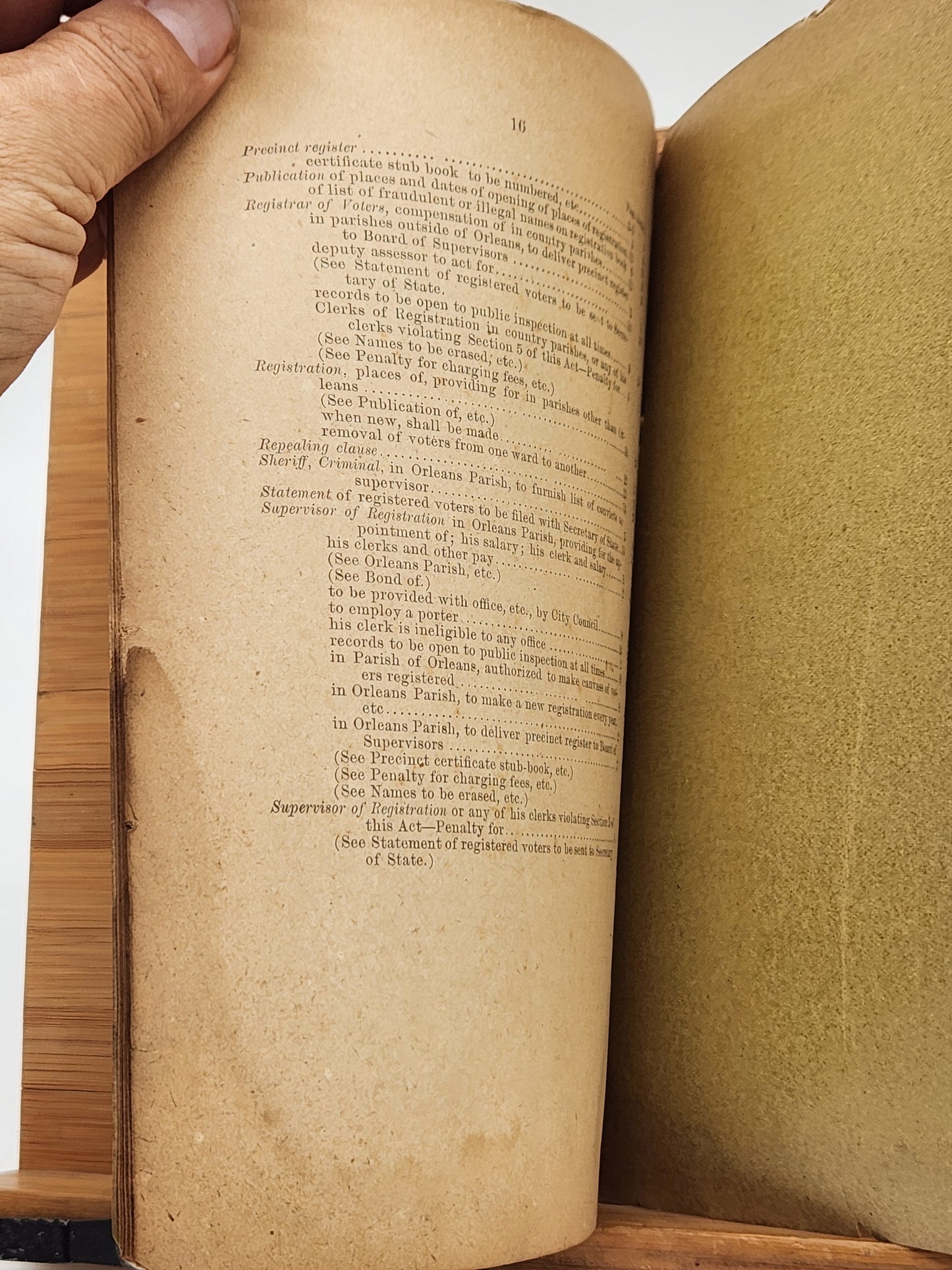 Original copy of the Louisiana Registration Law, Act 89 of 1896
