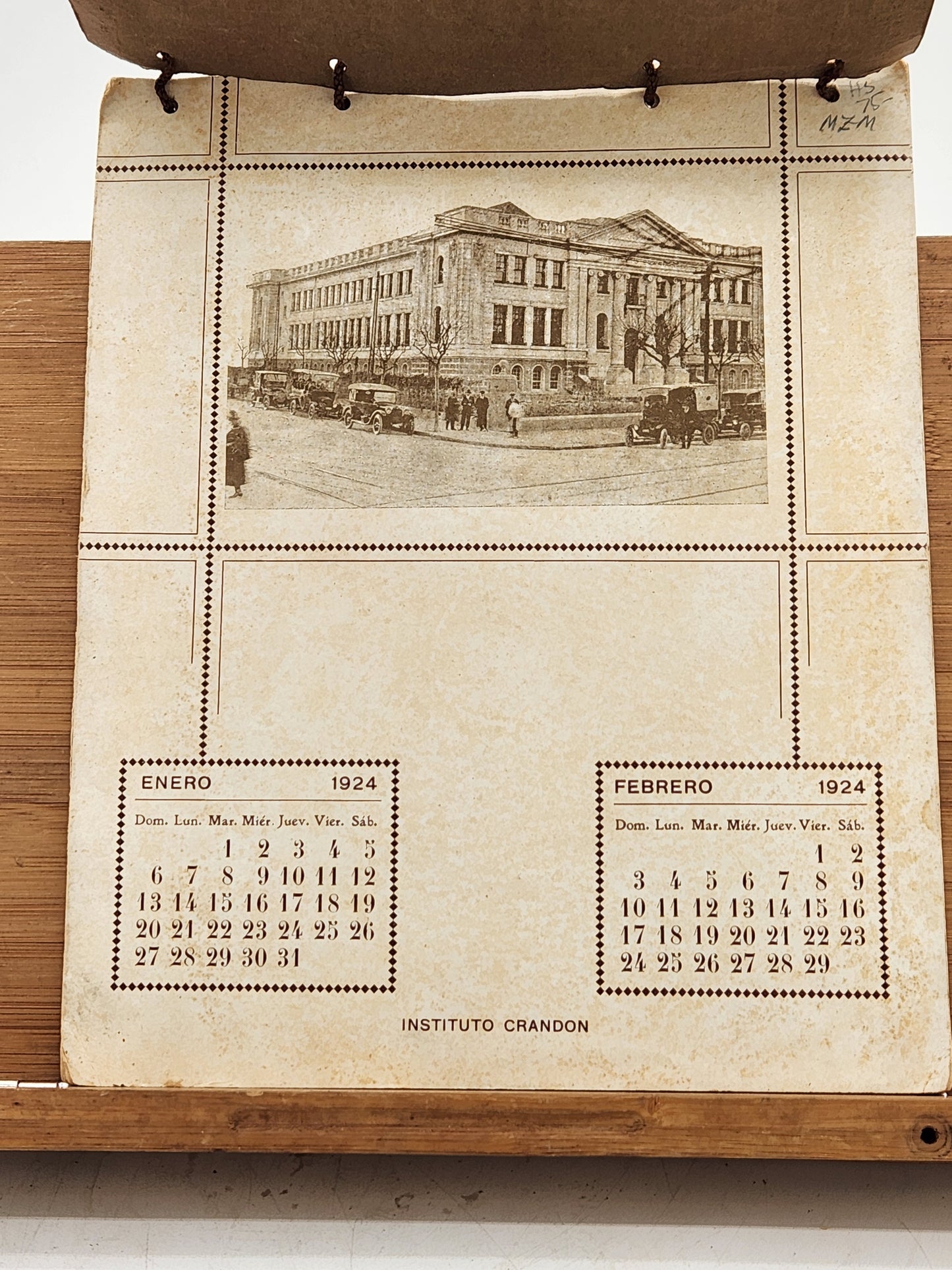 1924 calendar from the Crandon Institute