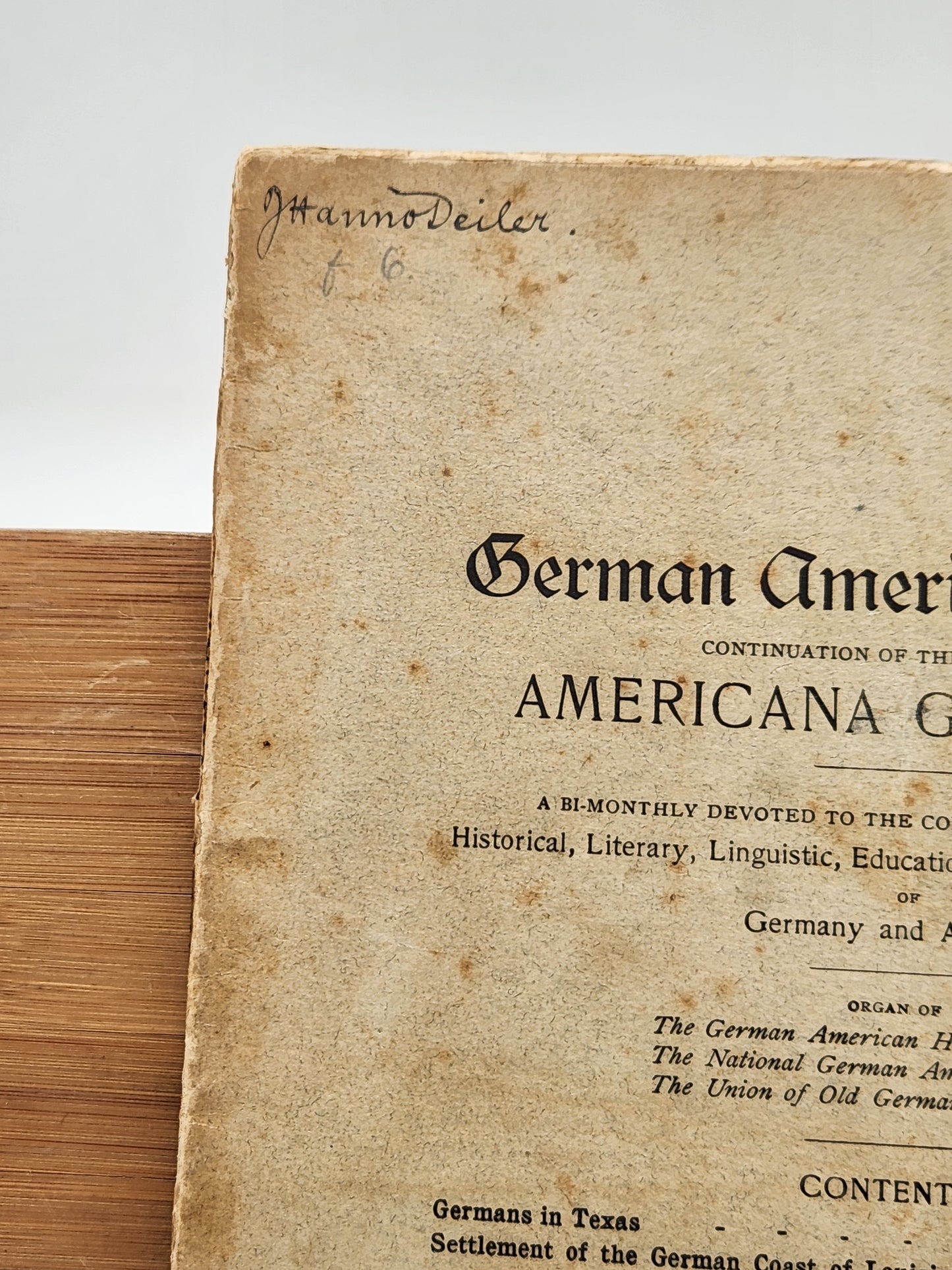German American Annals from January/February 1909, previously owned by J. Hanno Deiler