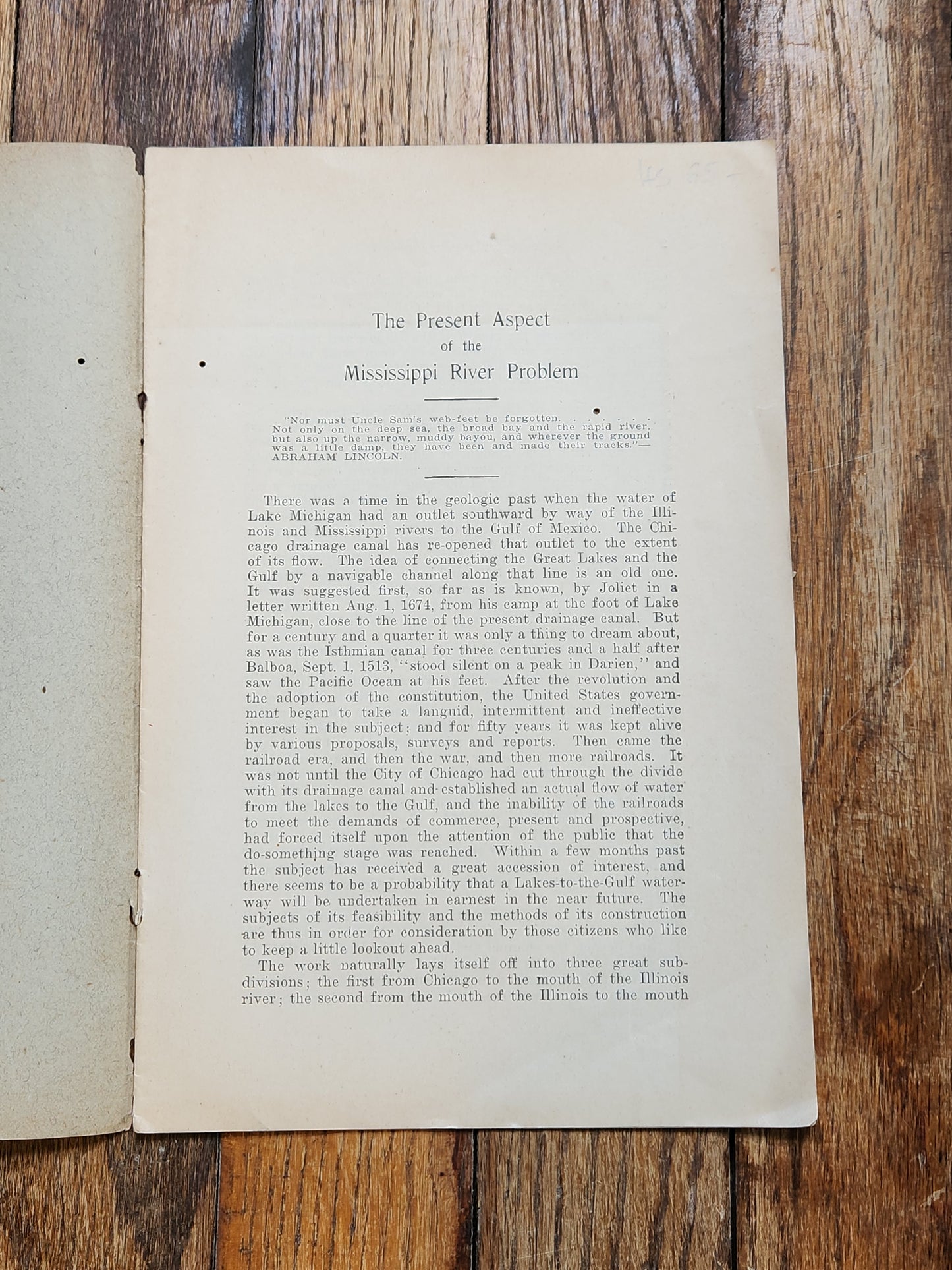Antique 1890s Pamphlet – The Present Aspect of the Mississippi River Problem by Robert S. Taylor – Rare Historical Booklet