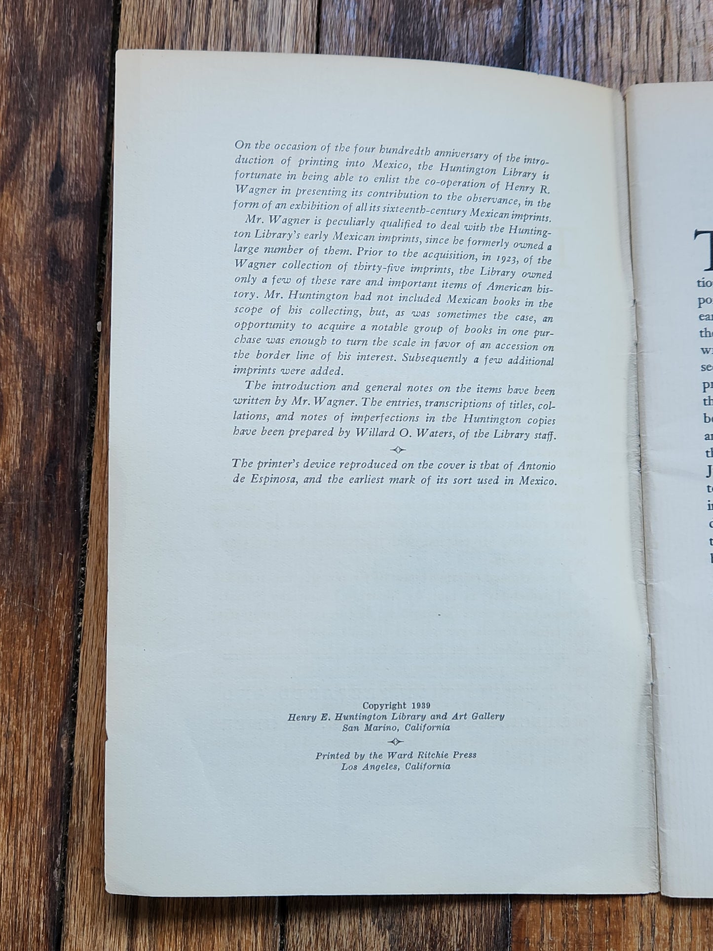 Mexican Imprints 1544–1600 Exhibition Catalog Henry R. Wagner Huntington Library 1939 Ward Ritchie Press