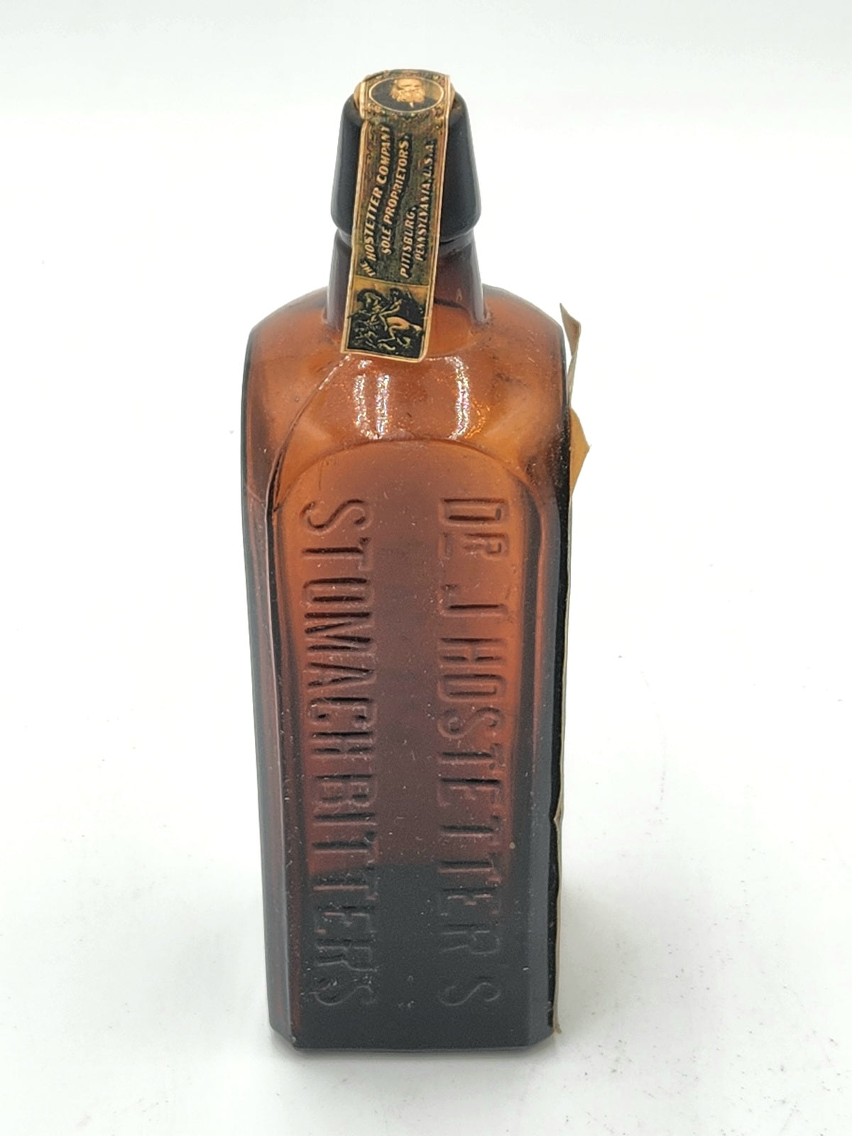 Antique Dr. J. Hostetter's Stomach Bitters Bottle W/ Paper Label