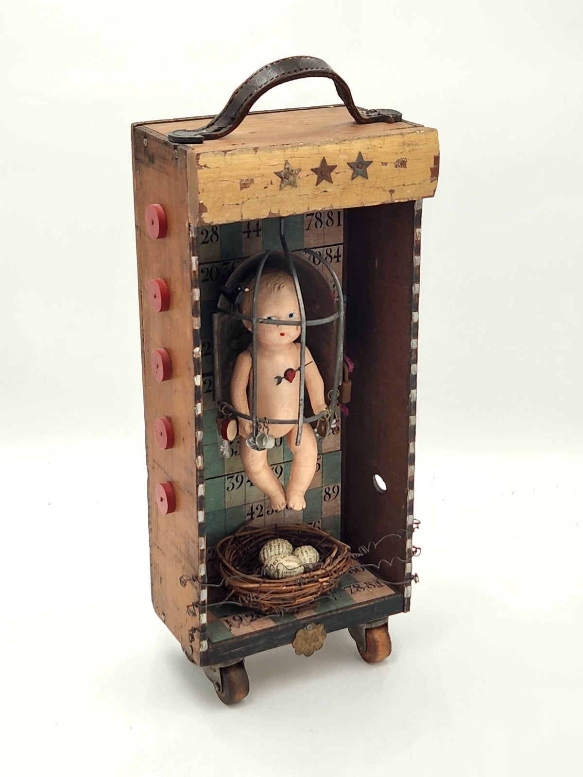 Baby in a Birdcage Assemblage Art