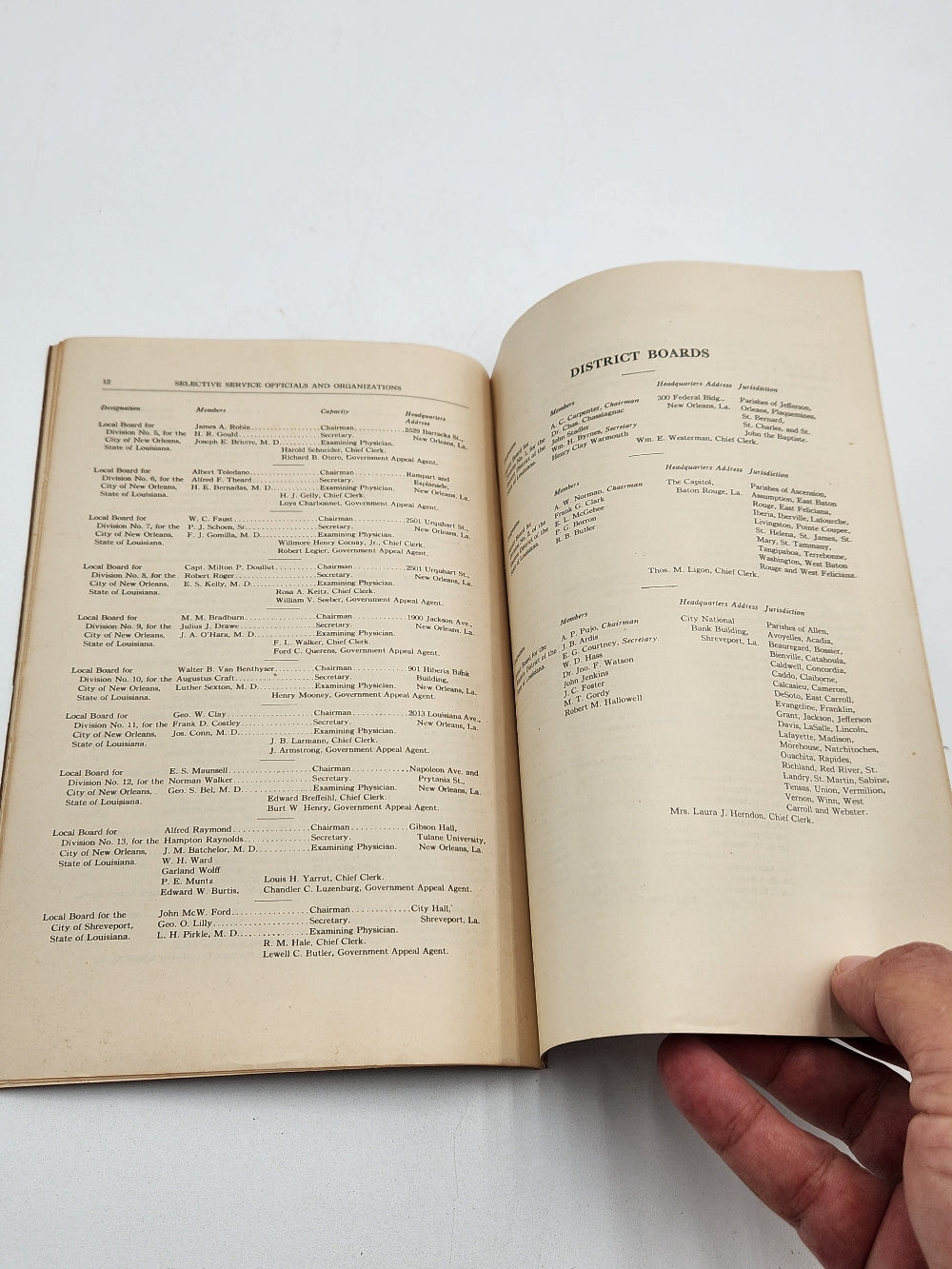 Roster - Selective Service Officials and Organizations - State of Louisiana - November 11, 1918