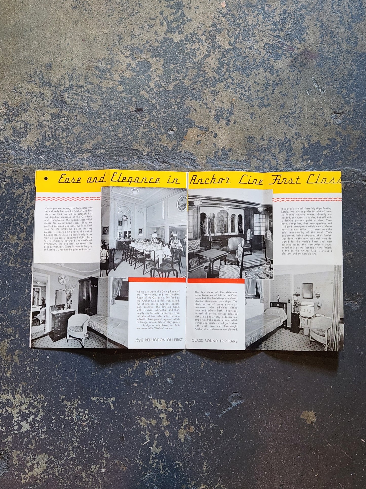 First Class, Cabin Class Anchor Line 1935 Brochure
