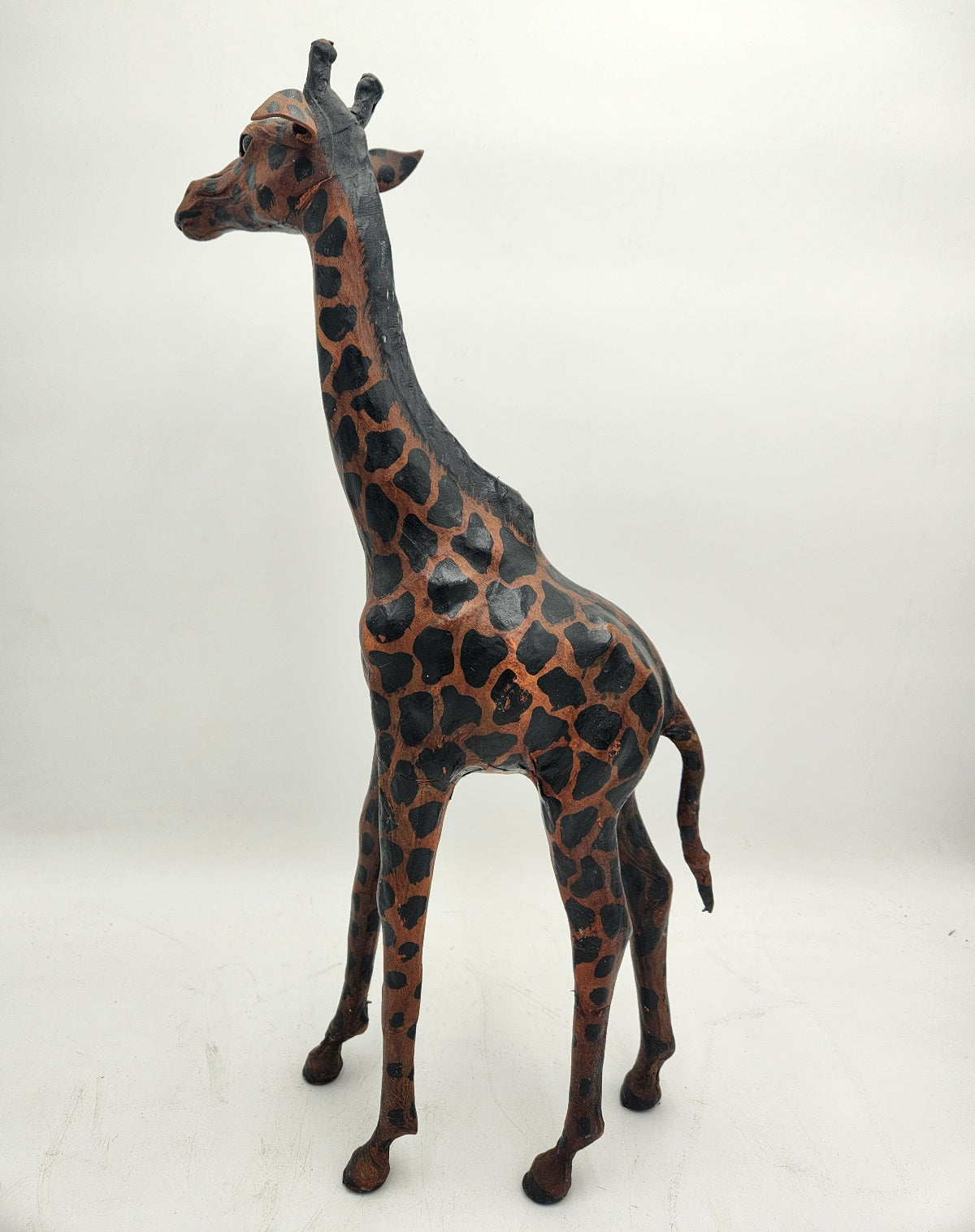 Leather Giraffe Standing Statue