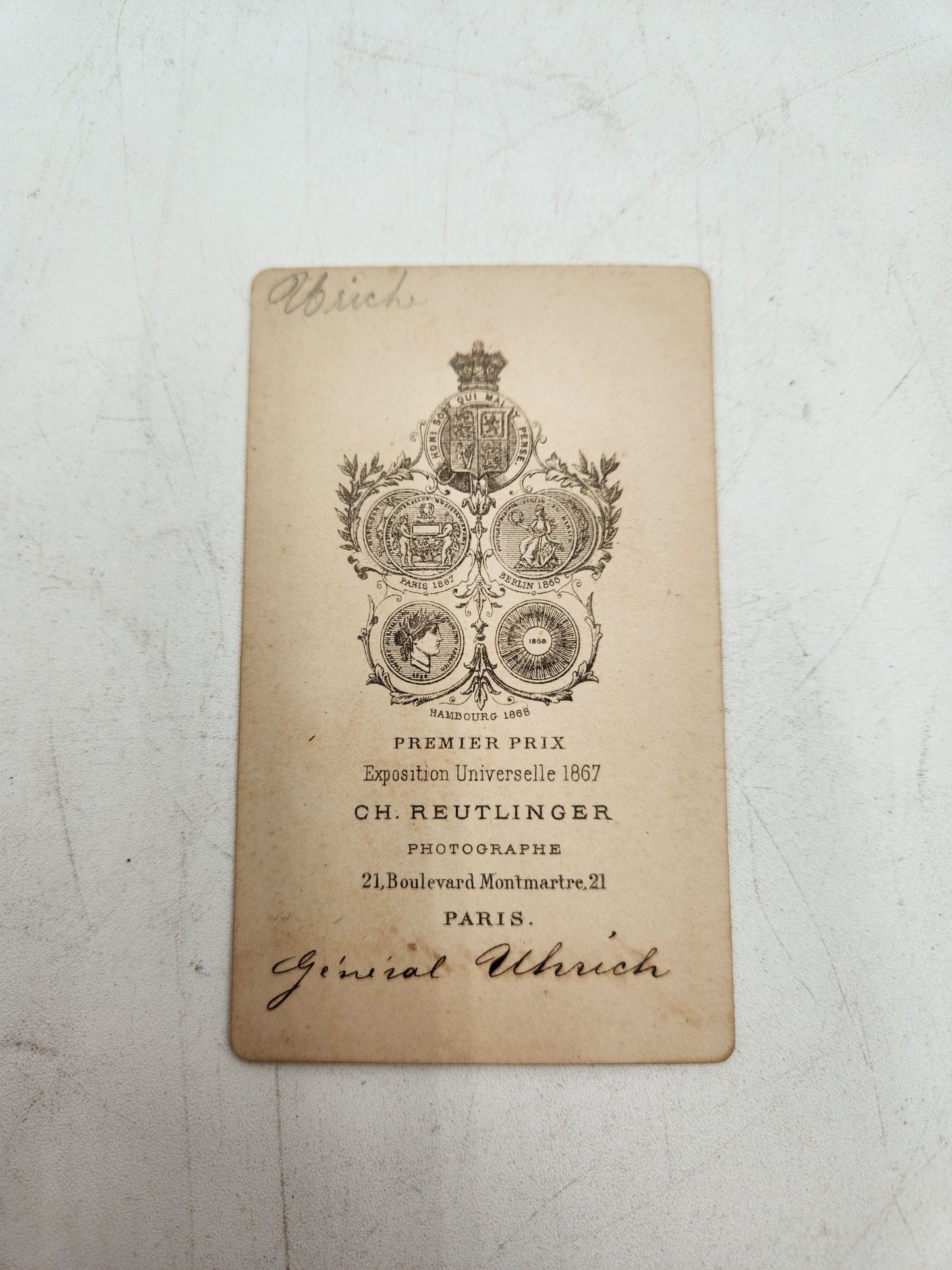 CDV French General Jean Jacques Uhrich