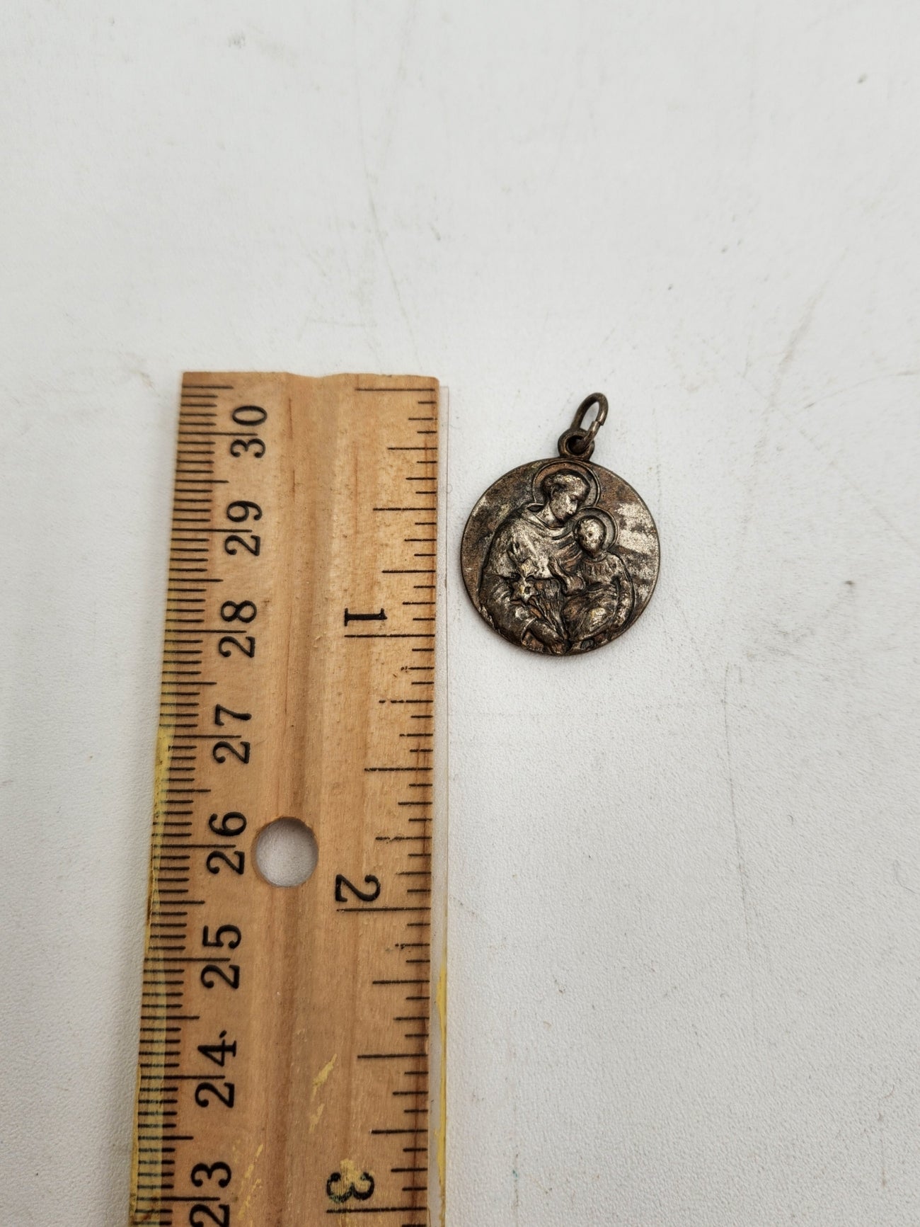 Italian Linen Antique Catholic Saint Padua Linen Touched to Holy Tongue Relic Pendant