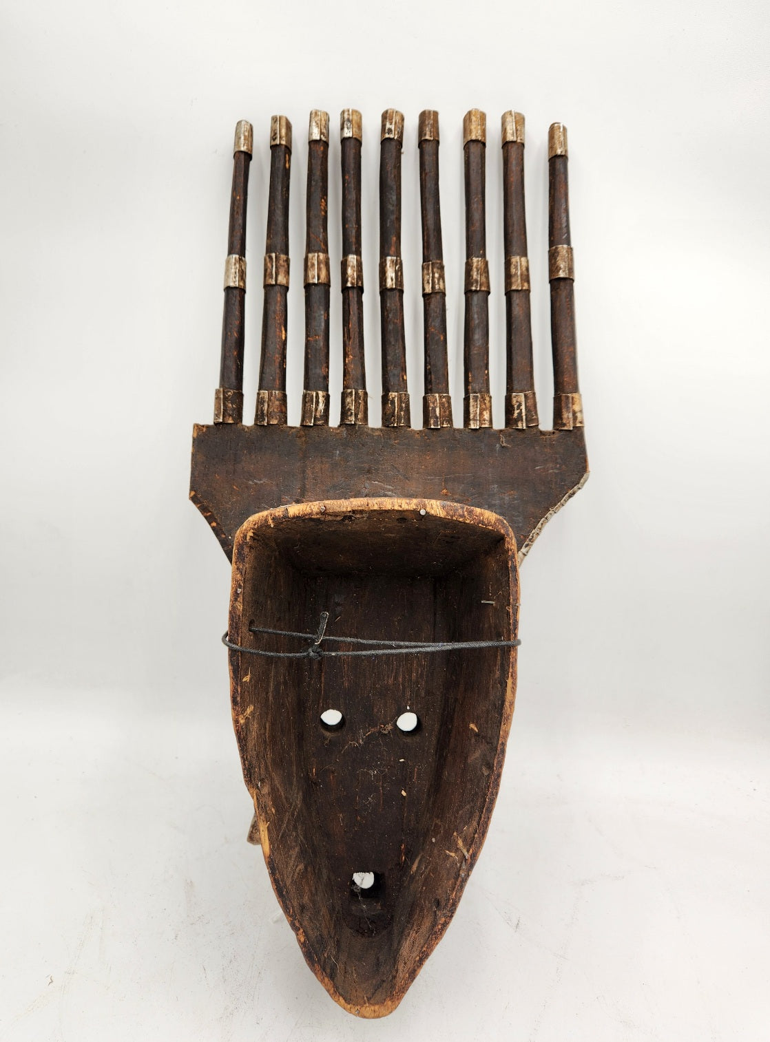 Marka Bamana Bambara Ntomo 9 Horned Mask Mali Carved Wood Metal African