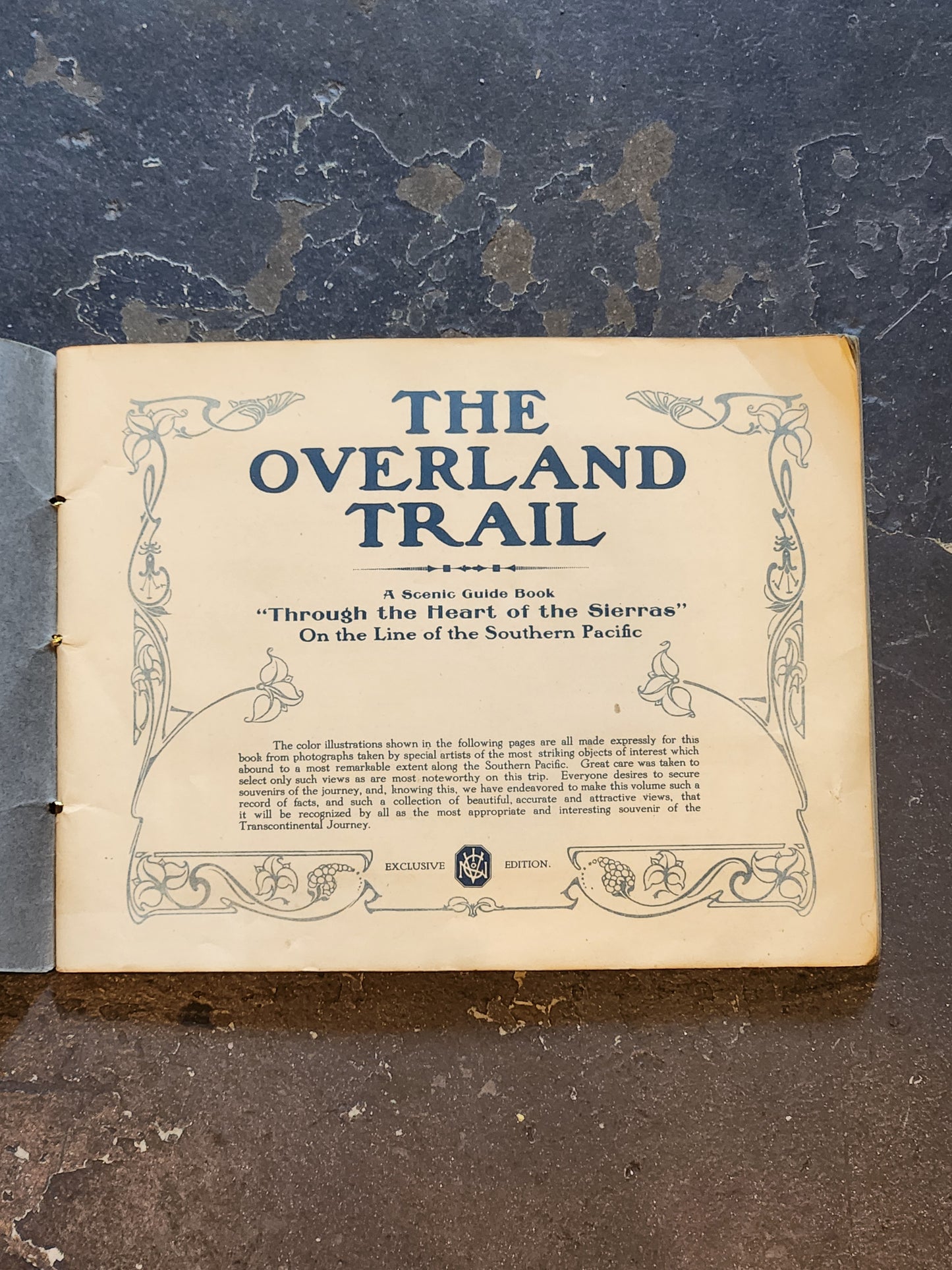 The Overland Trail Scenic Guide Book – Southern Pacific Railroad – Golden Gate to Great Salt Lake – c.1900s – Color Lithographs
