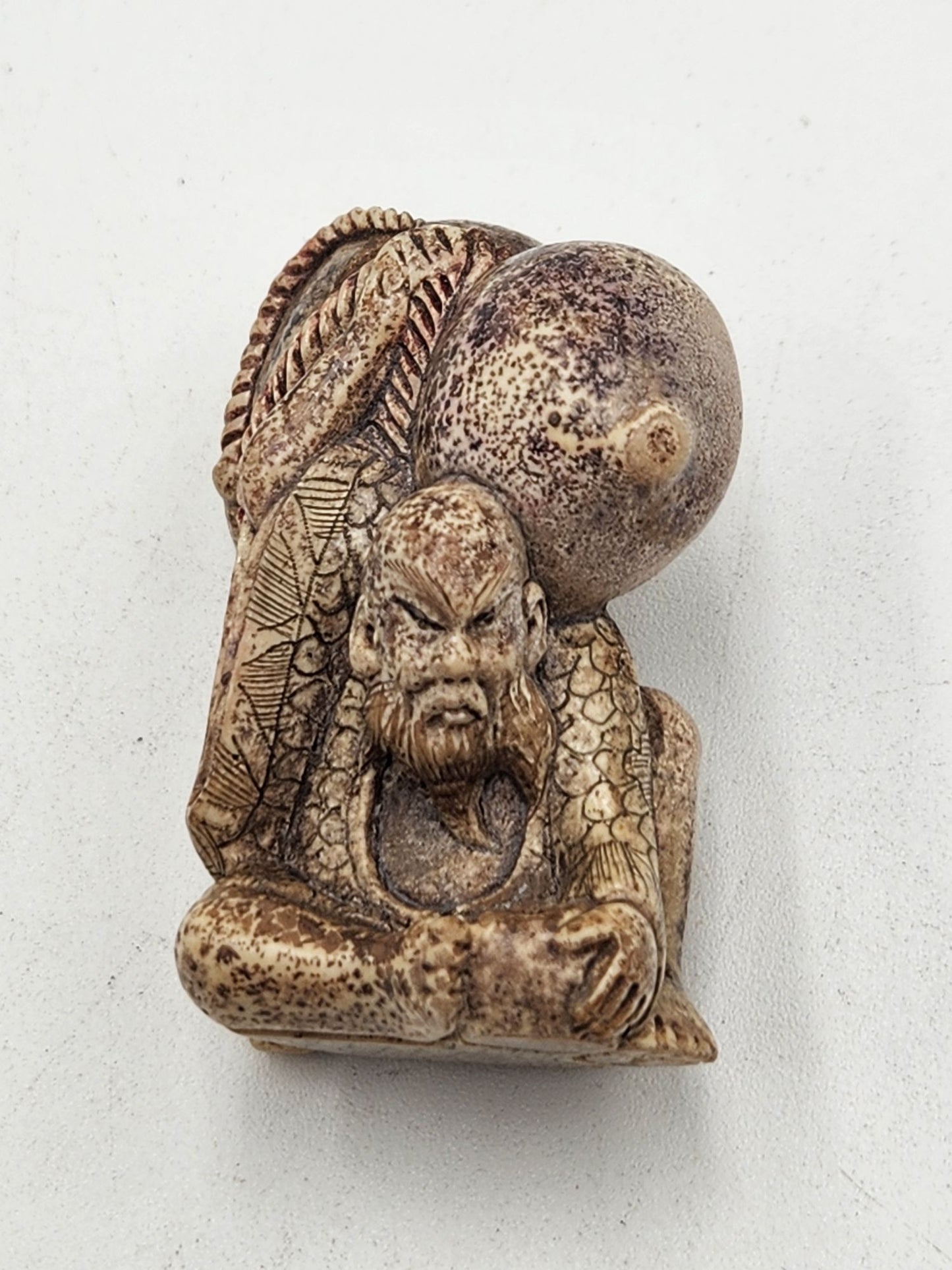 Vintage Netsuke Figurine 03 -Old Man with Sake Barrel