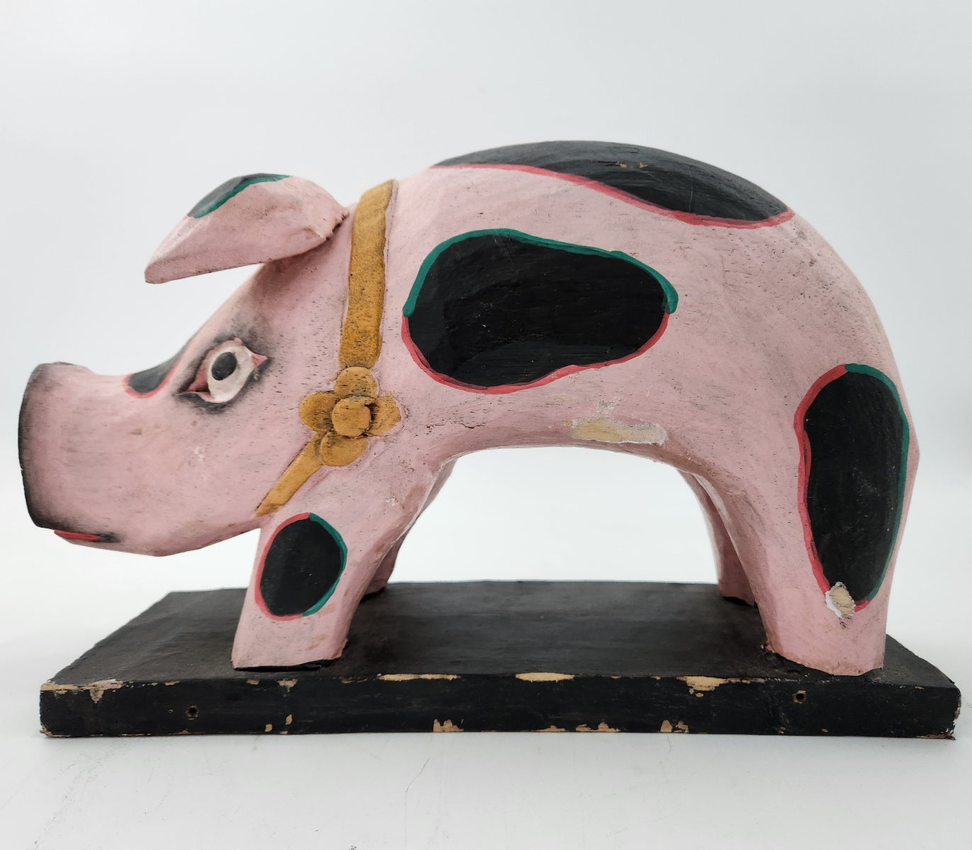 Folk art wood carved pig