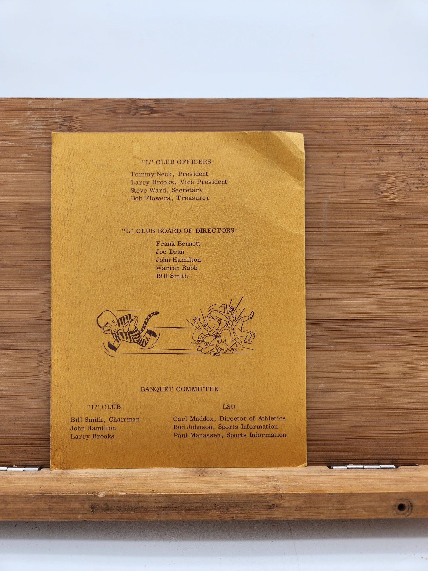 1969 LSU “L” Club Banquet Program – Honoring LSU Fighting Tigers Football Team