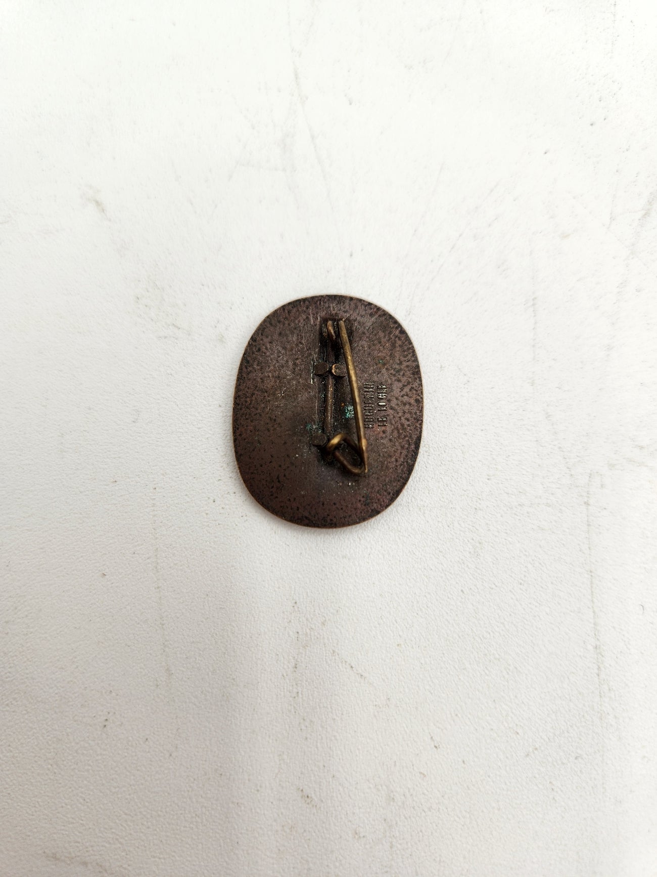 Vintage Swiss bronze Huguenin Le Locle brooch, Huguenin Le Locle