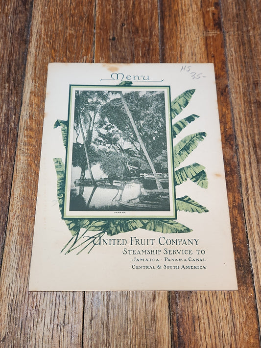 Steamship Cartago April 12 1913 United Fruit Company Menu