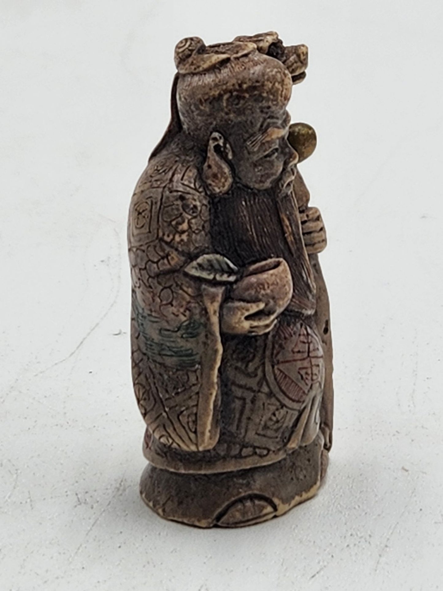 Vintage Netsuke Figurine 15 - Wise Man with Staff and Peach