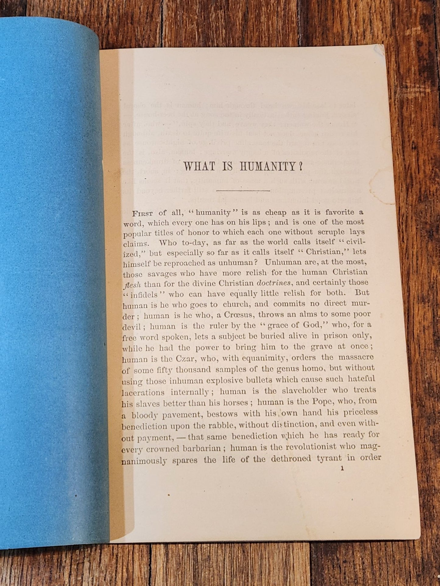 What is Humanity? A Lecture by Karl Heinzen 1877