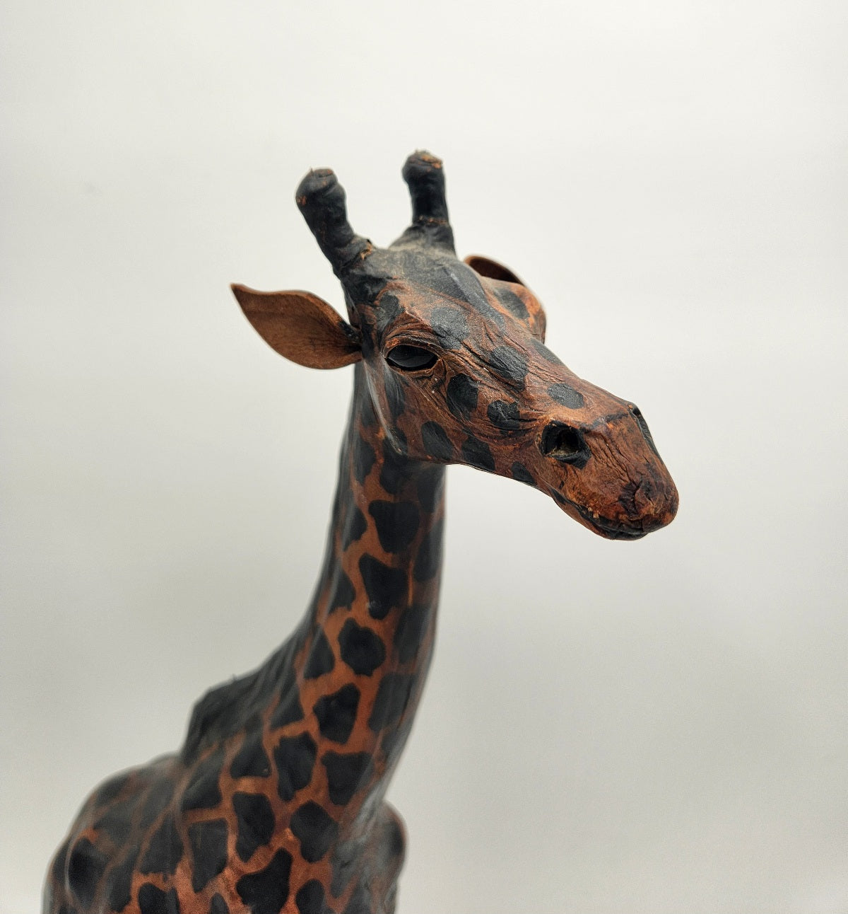 Leather Giraffe Standing Statue