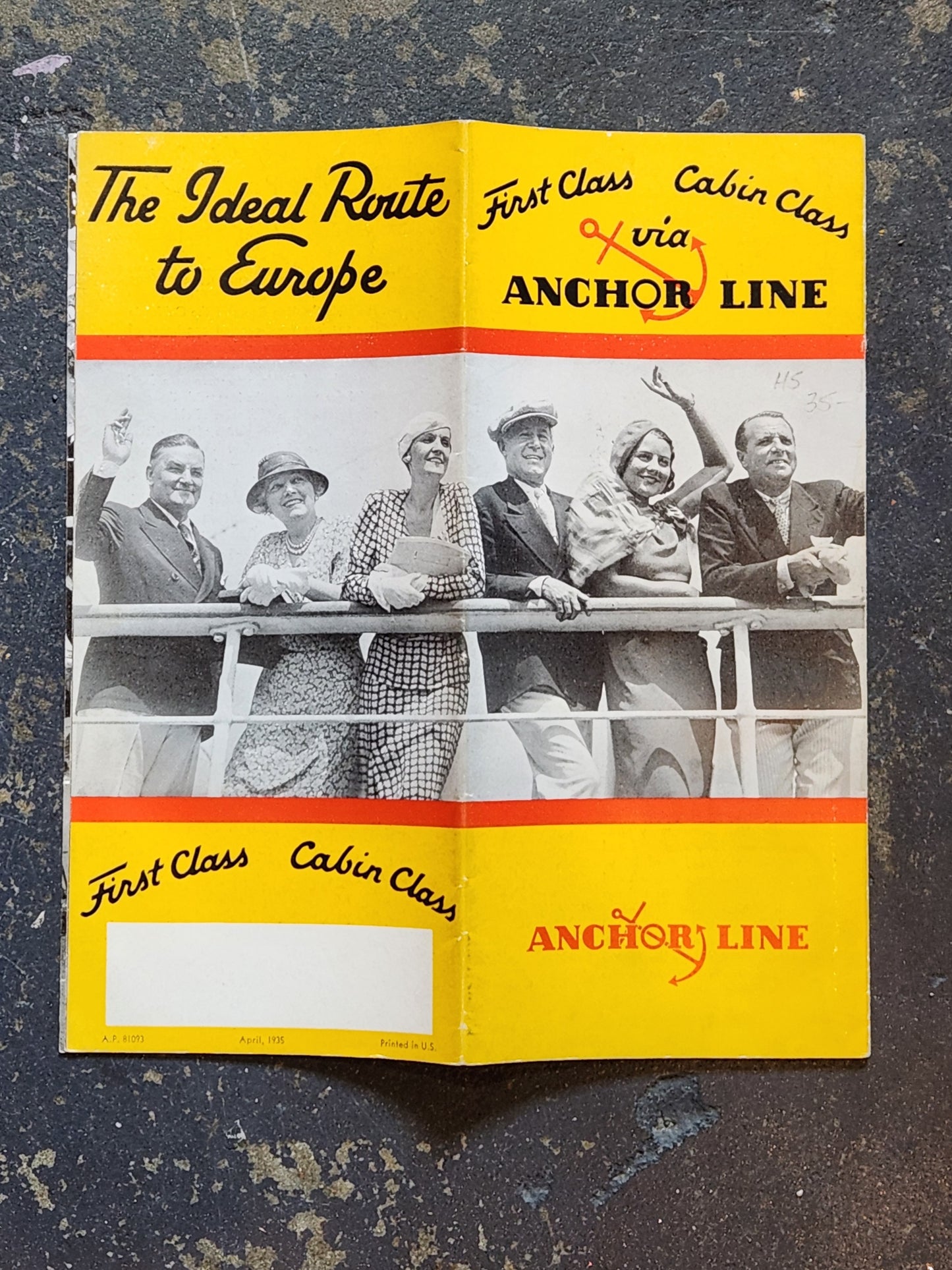 First Class, Cabin Class Anchor Line 1935 Brochure