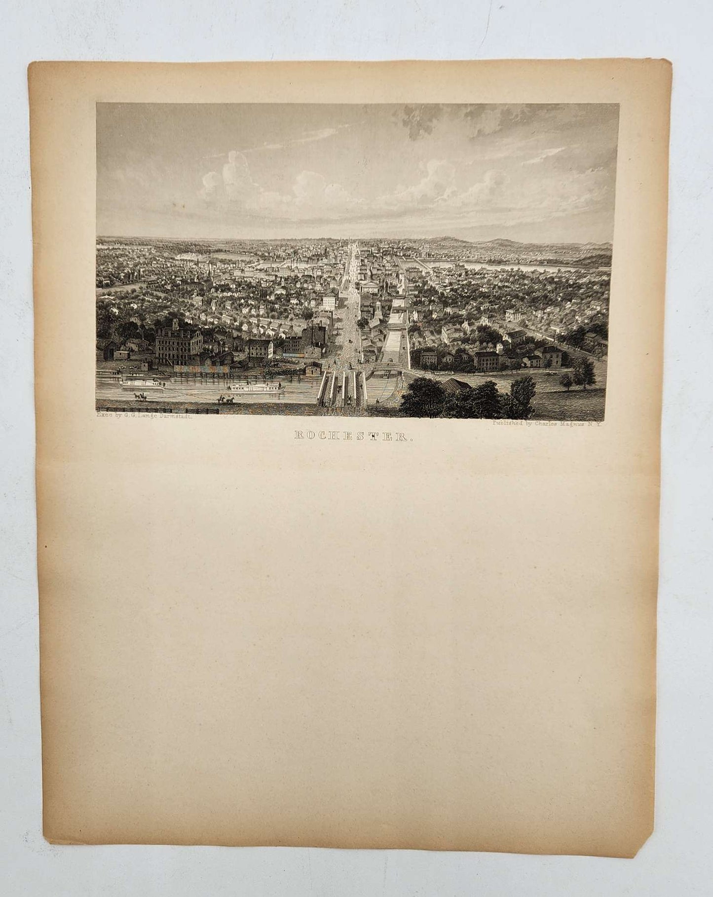 c1855 Letter Sheet: Rochester by New York Lithographer Charles Magnus