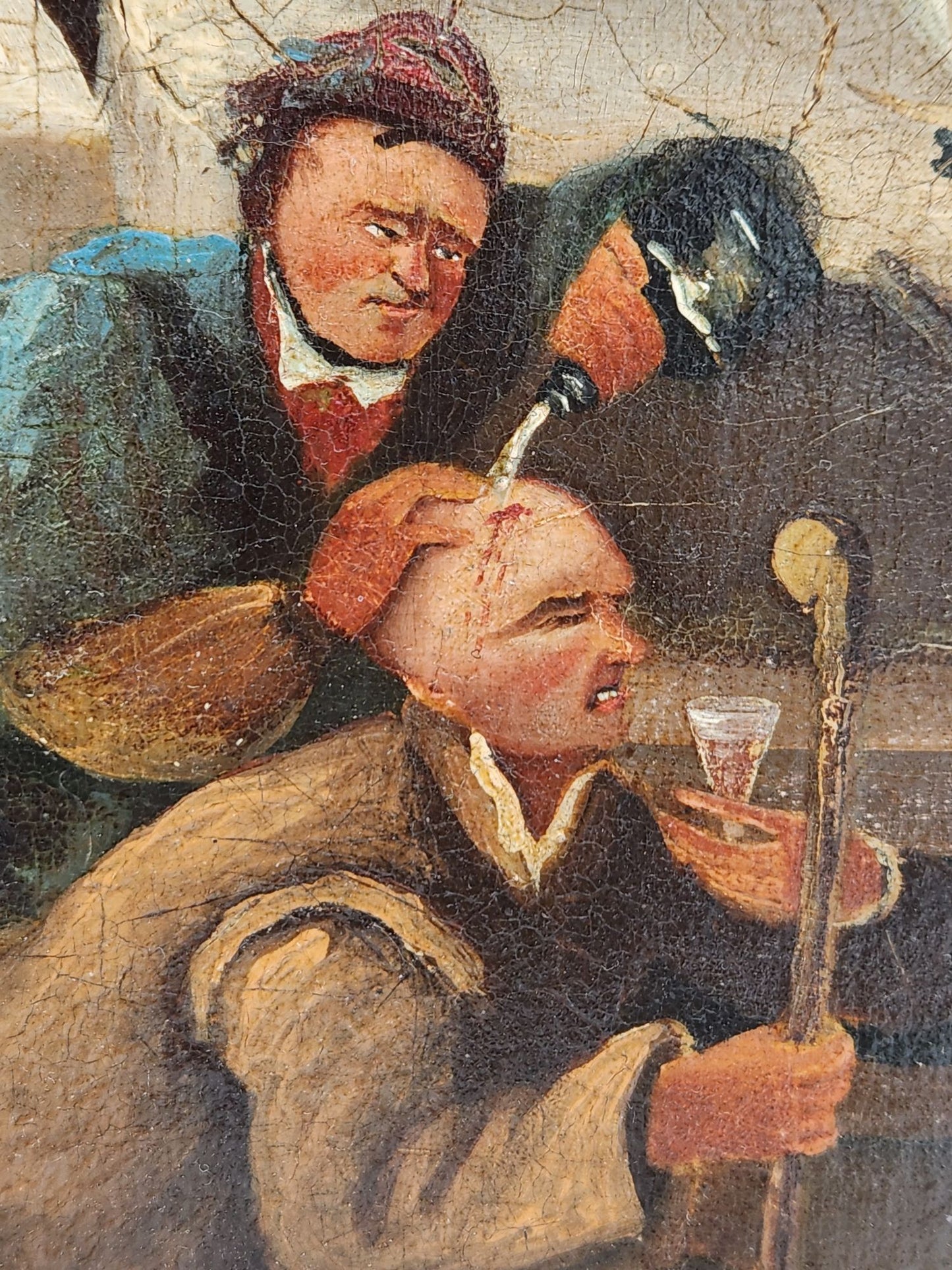 Antique Oil Painting of Famous Etching, An Election Entertainment, 1755 Humours of an Election Series by William Hogarth
