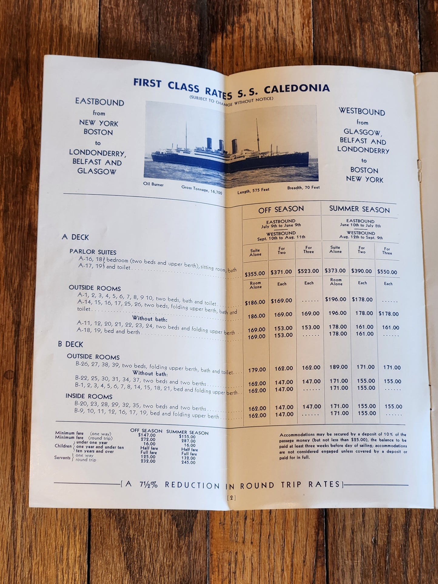 Anchor Line Rates Pamphlet