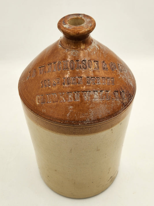 Antique J&W Nicholson Co LTD. Liquor Jug From Clerkenwell, London, UK - Made by Doulton Lambeth