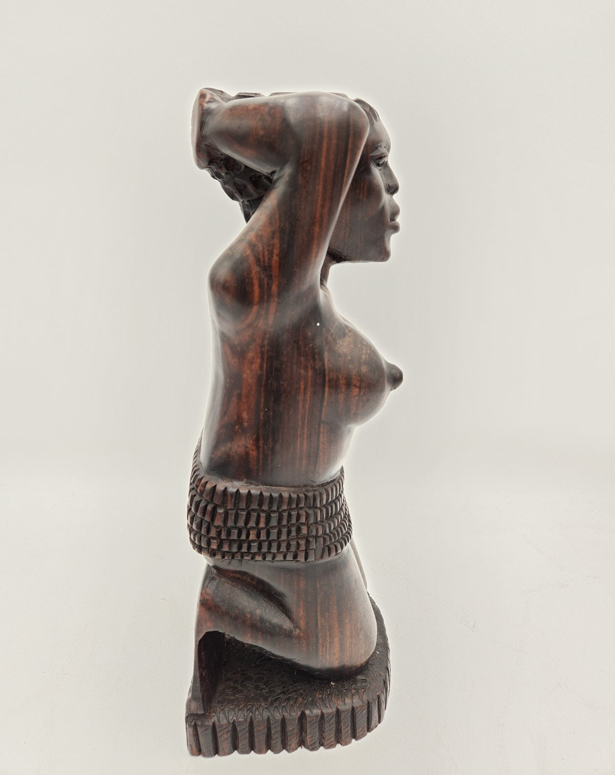 Vintage Wood Carved African Woman Kneeling