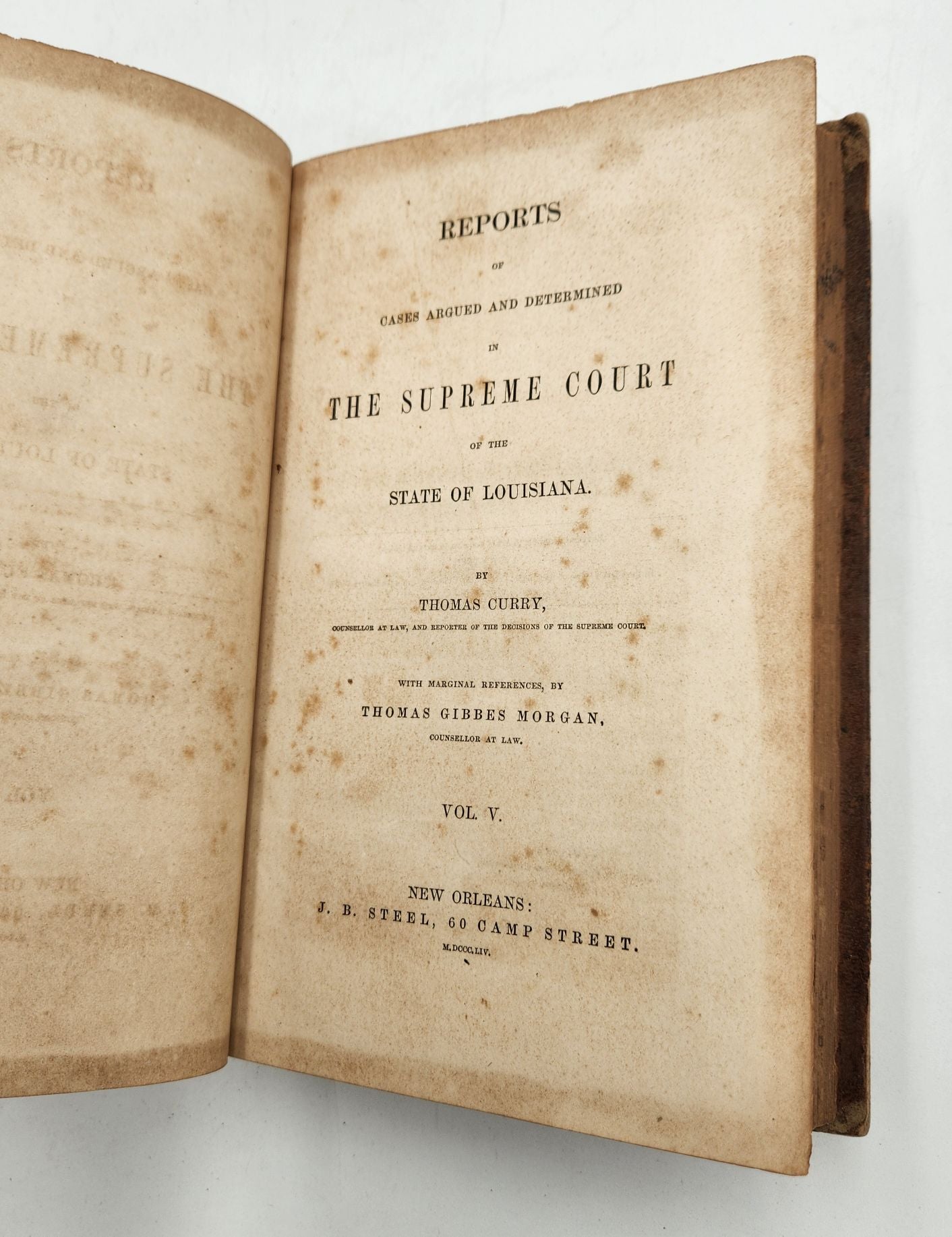 Reports of Cases Argued and Determined in the Supreme Court of the State of Louisiana. Vol. V.