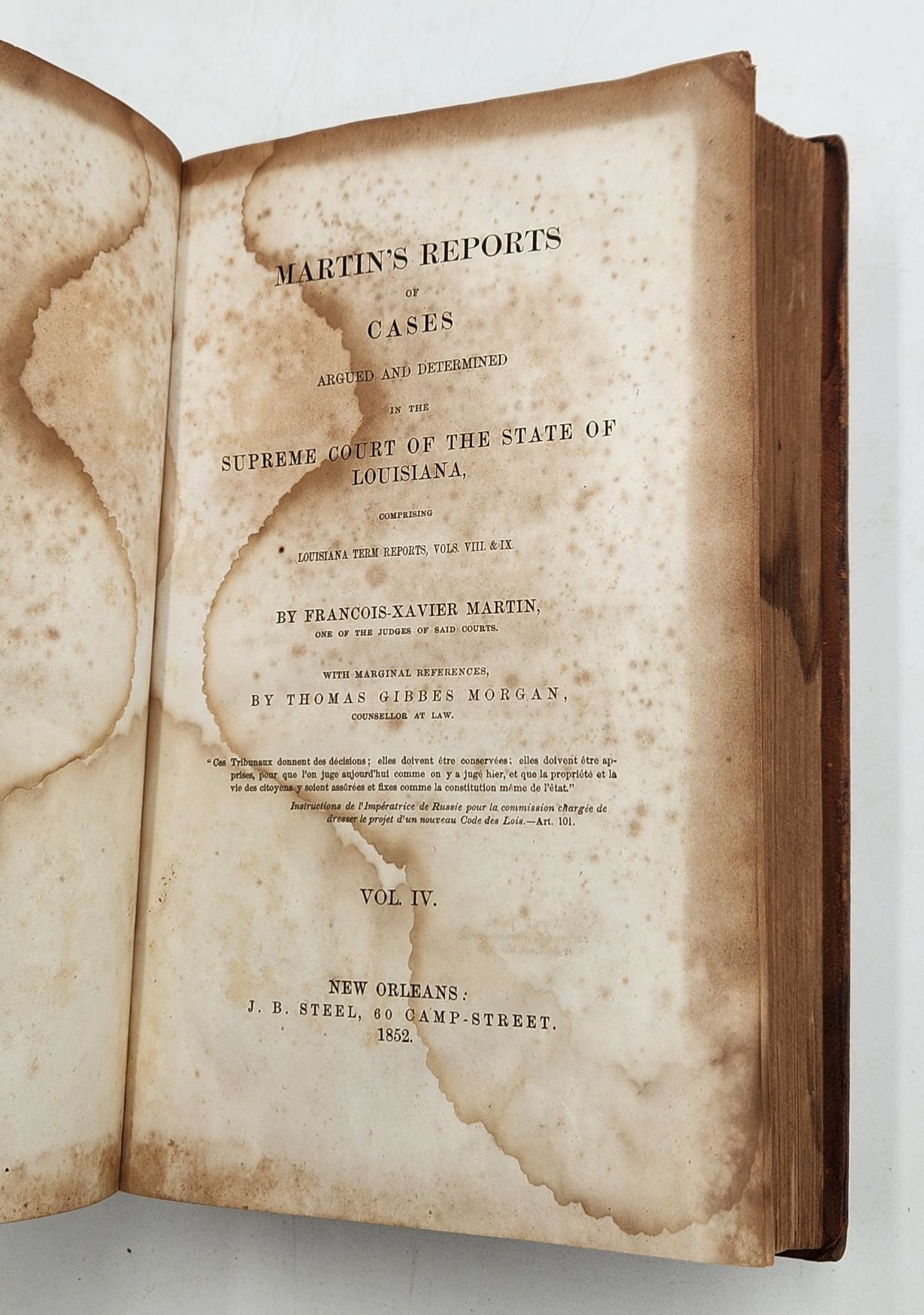 Martin's Reports of Cases Argued and Determined in the Supreme Court of the State of Louisiana