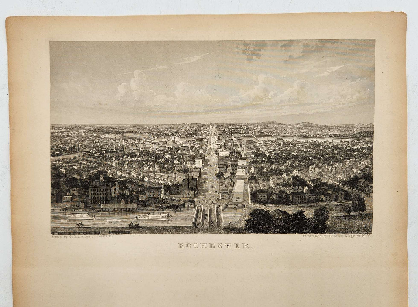 c1855 Letter Sheet: Rochester by New York Lithographer Charles Magnus
