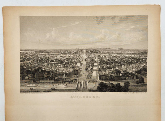 c1855 Letter Sheet: Rochester by New York Lithographer Charles Magnus