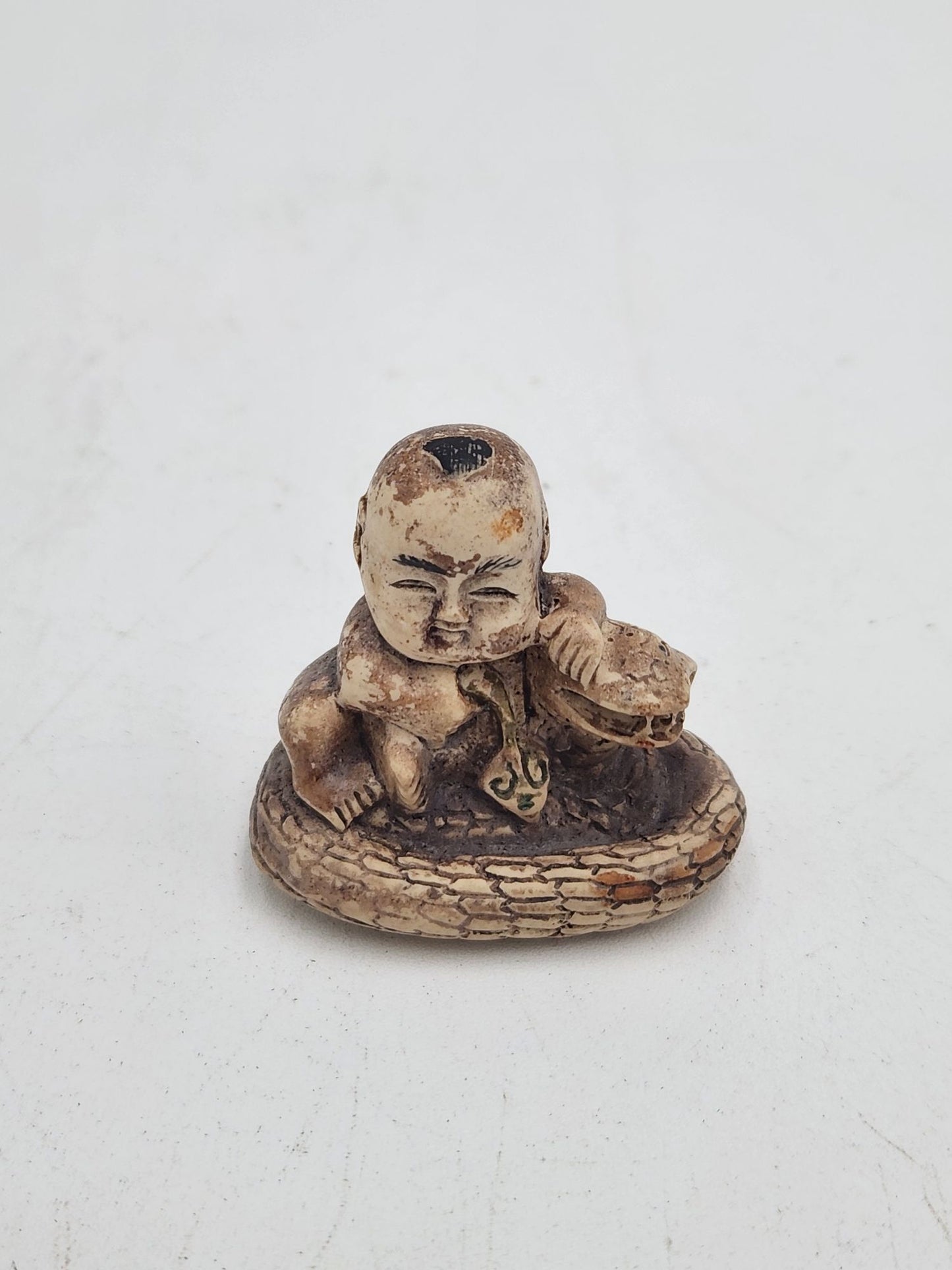 Vintage Netsuke Figurine 14 - Boy with a Snake