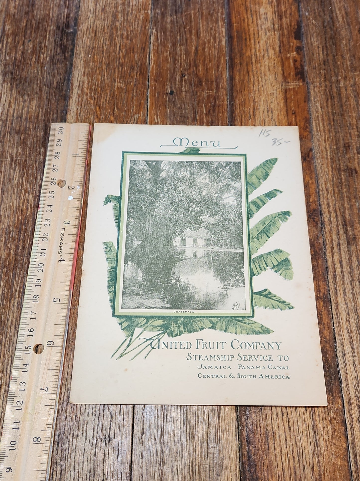 Guatemala United Fruit Company Menu 1913