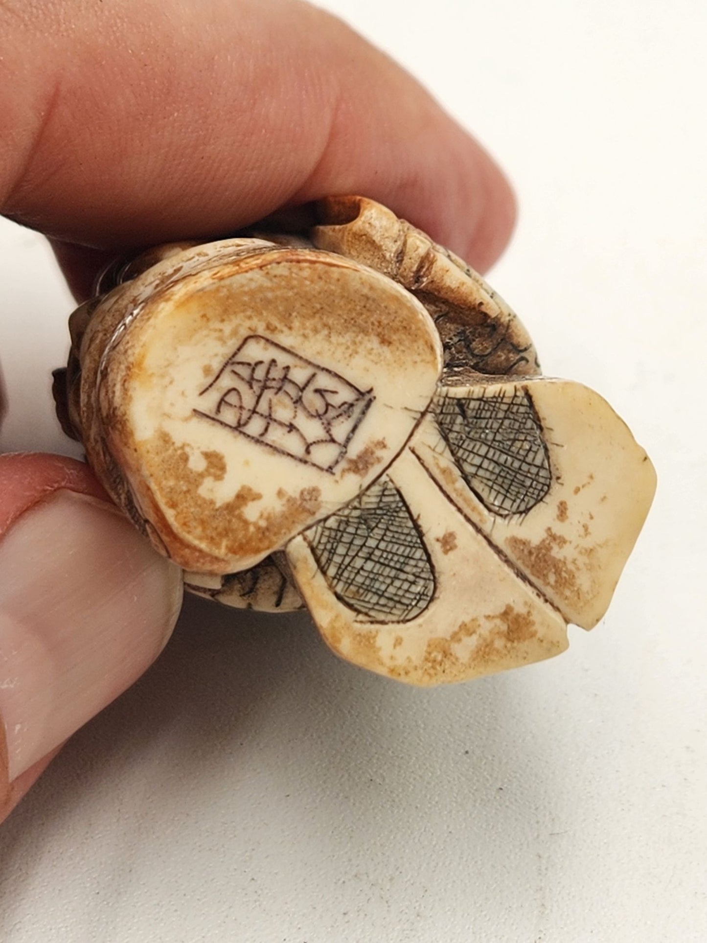 Vintage Netsuke Figurine 10 - Man with Totem or Mask