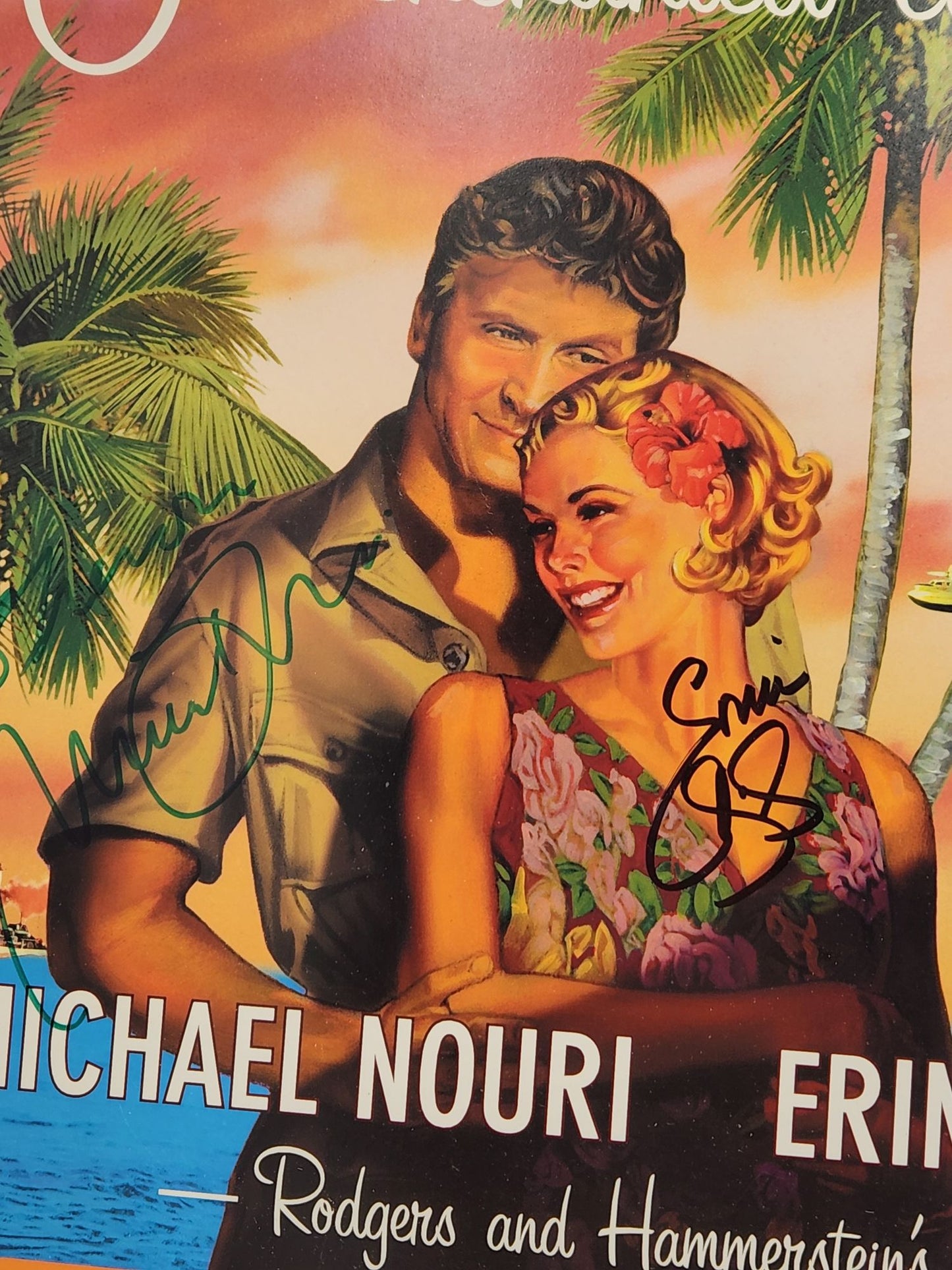 South Pacific Window Card signed by Michael Nouri and Erin Dilly Tour 2002