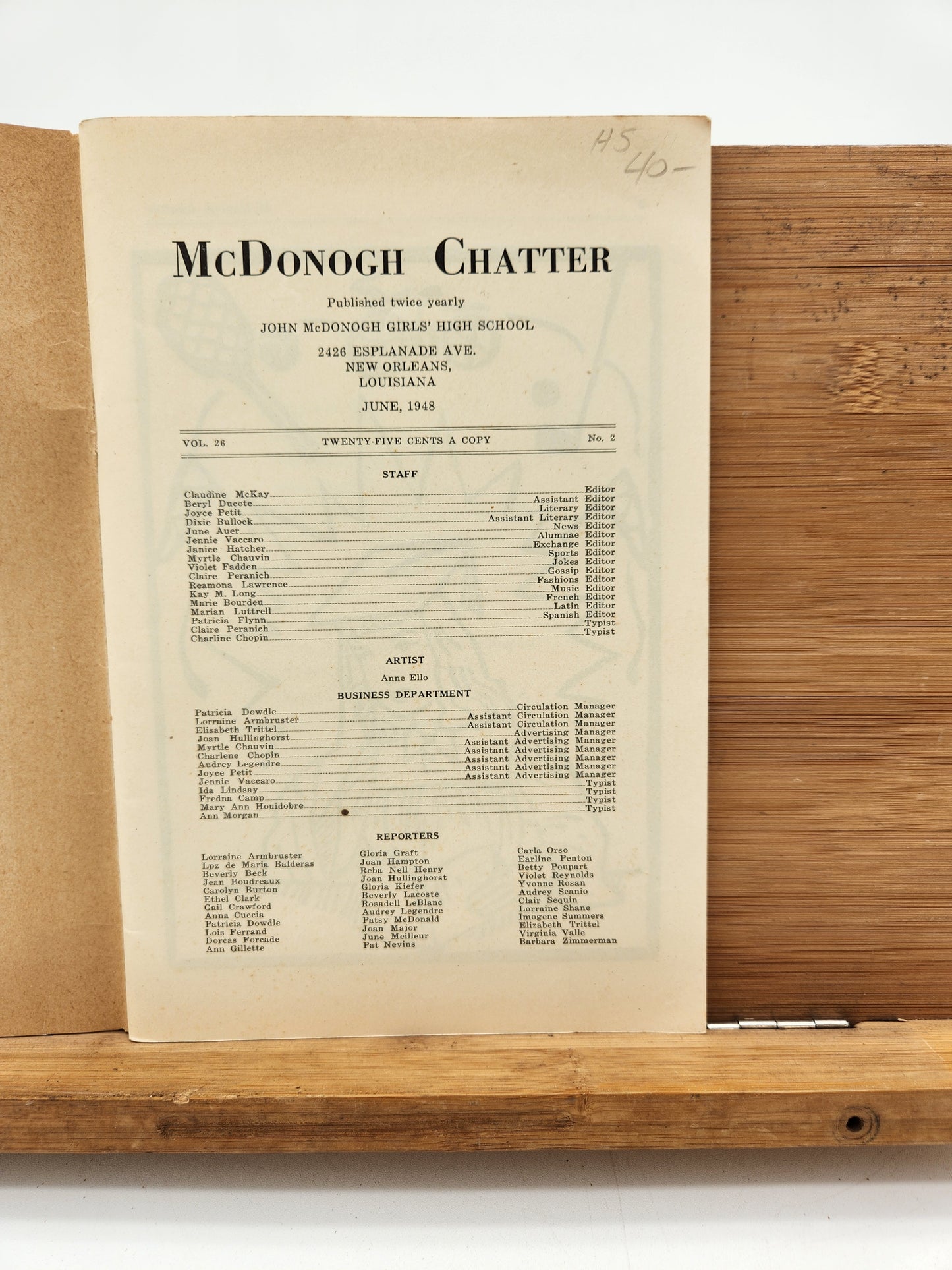 McDonogh Chatter Senior Edition June 1948 John McDonogh Girls High School NOLA