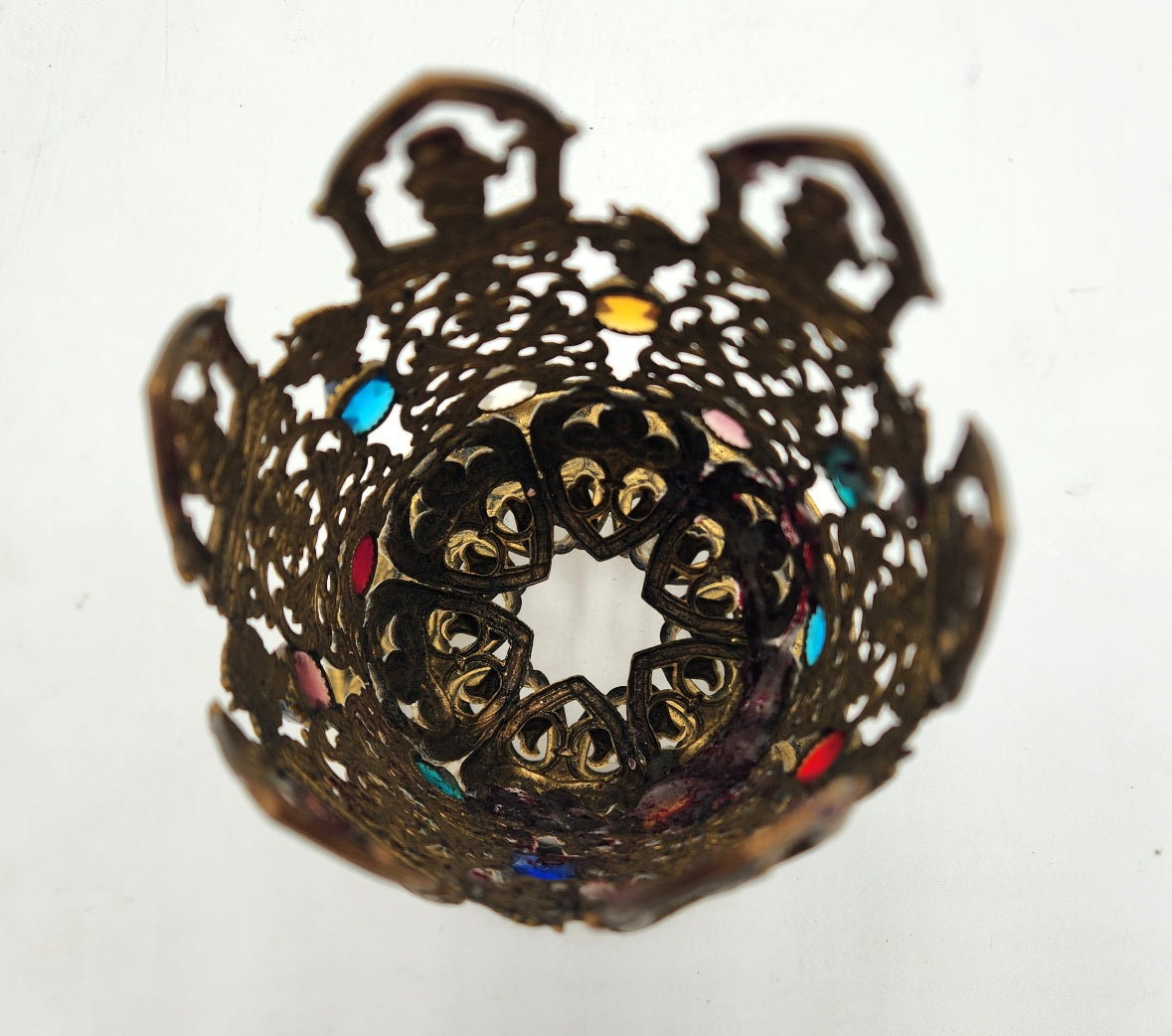Christ Our King Vintage Filigree & Jeweled Chalice 9"