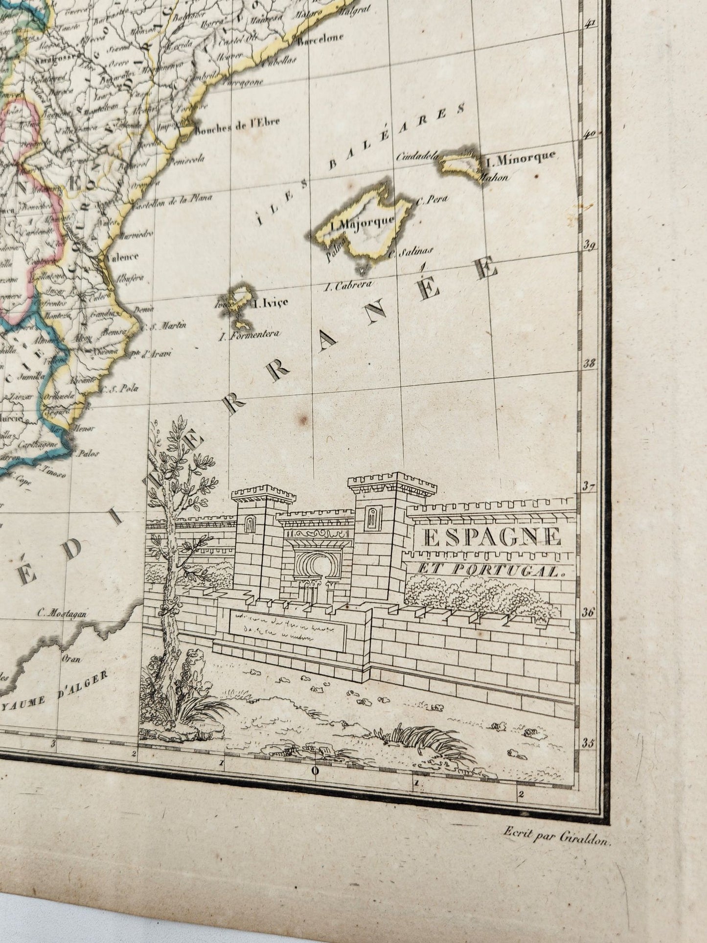 Original Map 1812 of Spain Portugal - Conrad Malte-Brun