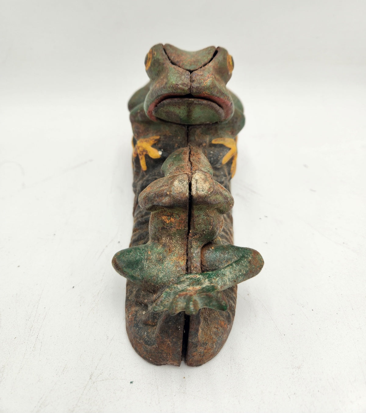 Vintage Two Frog Mechanical Cast Iron Bank