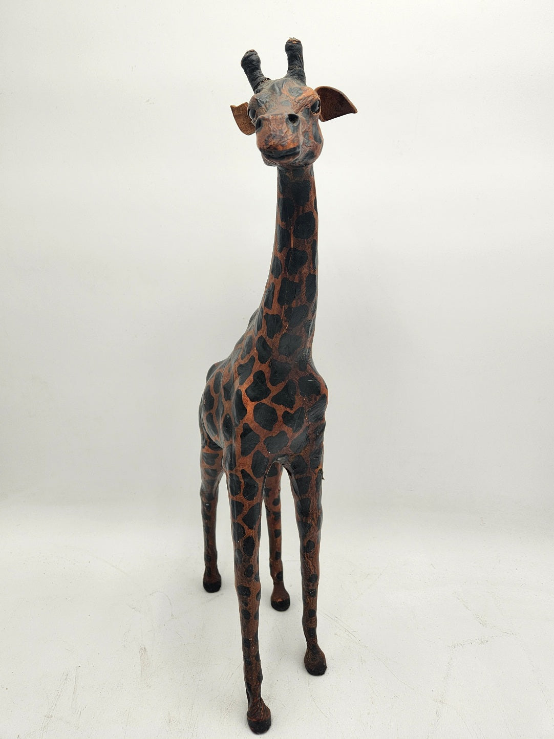 Leather Giraffe Standing Statue