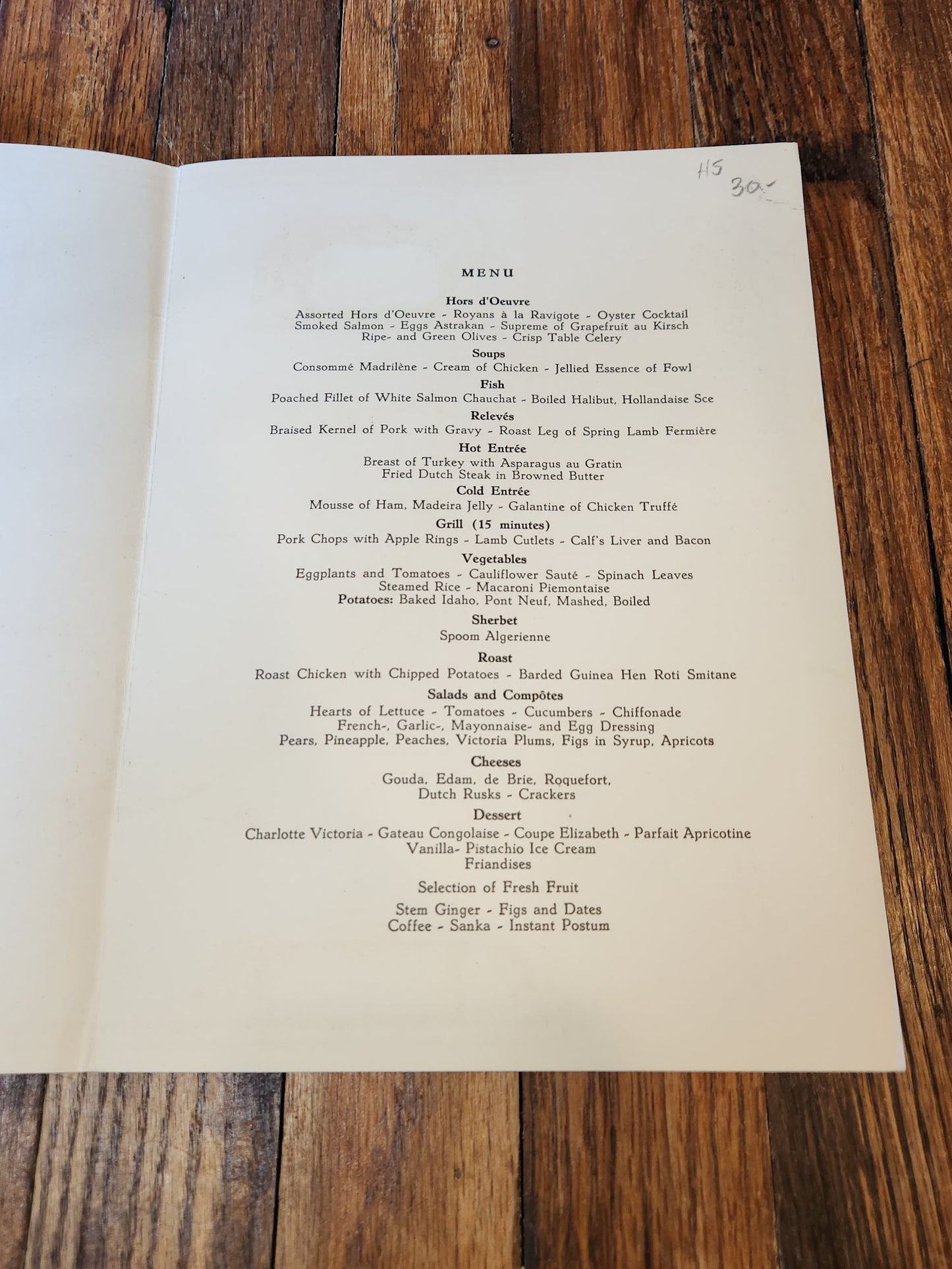 Map of America Holland-America Line Menu