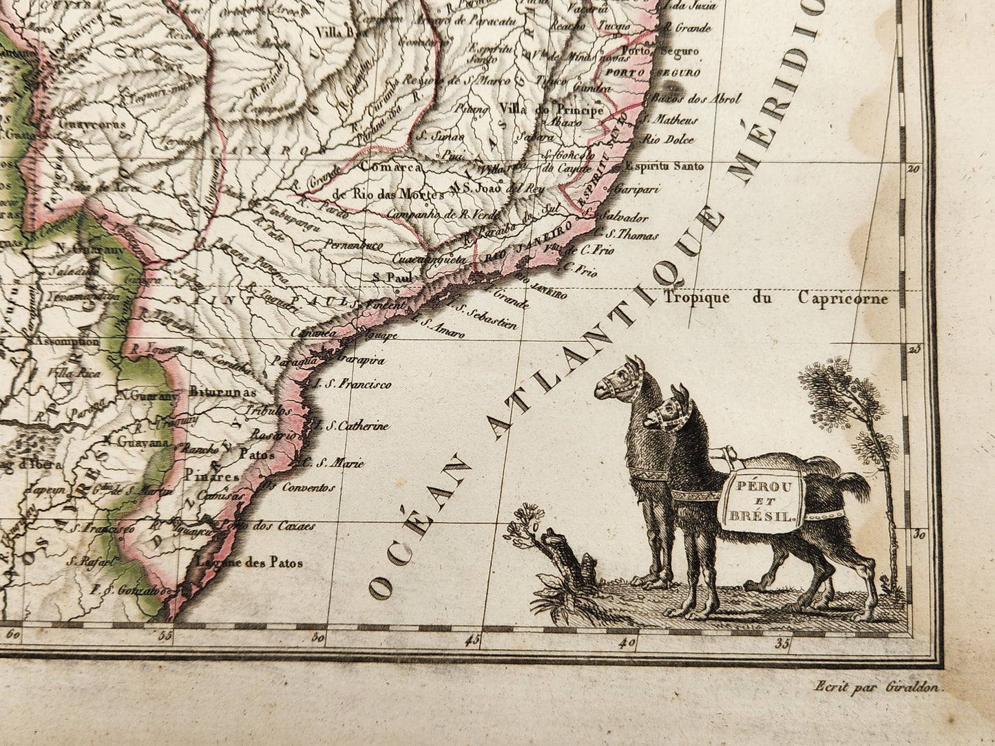 Antique Map - Perou et Bresil - Part of South America -Conrad Malte-Brun