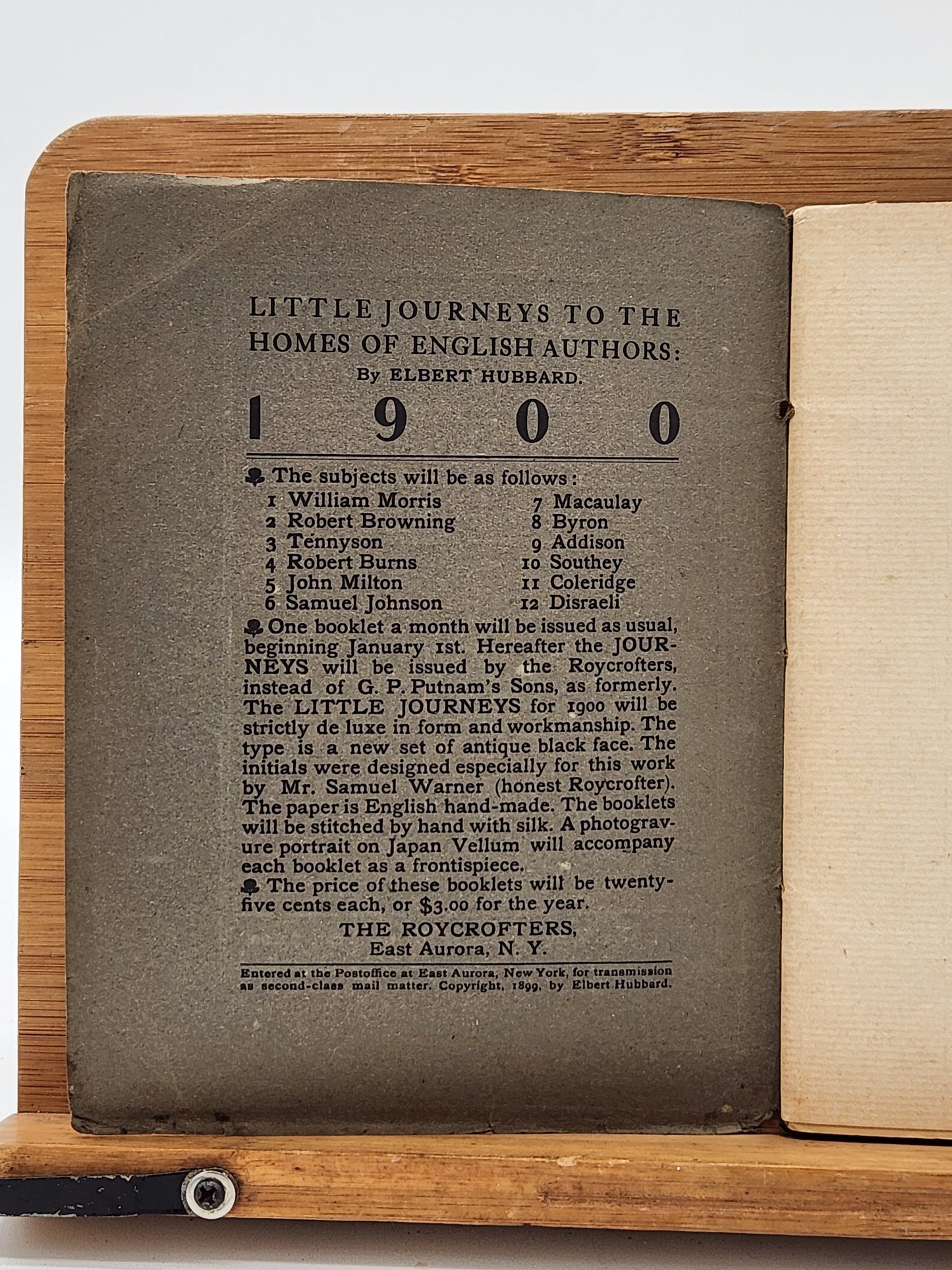1900 Little Journeys to the Homes of English Authors — Joseph Addison by Elbert Hubbard — Roycrofters