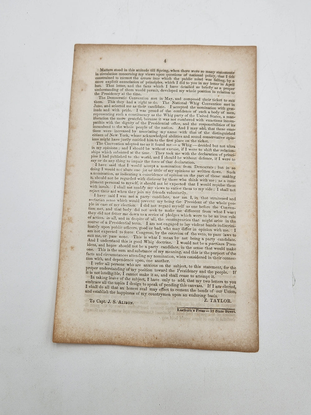 The True Whig Sentiment - General Taylor's Two Allison Letters