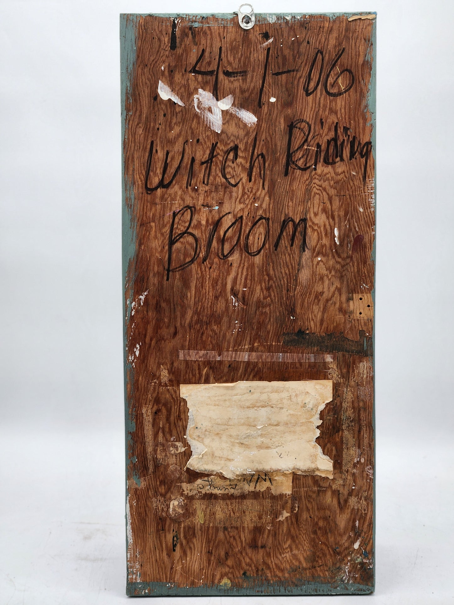 Annie Tolliver "Witch Riding Broom" — Outsider Folk Art Painting on Wood, 2006
